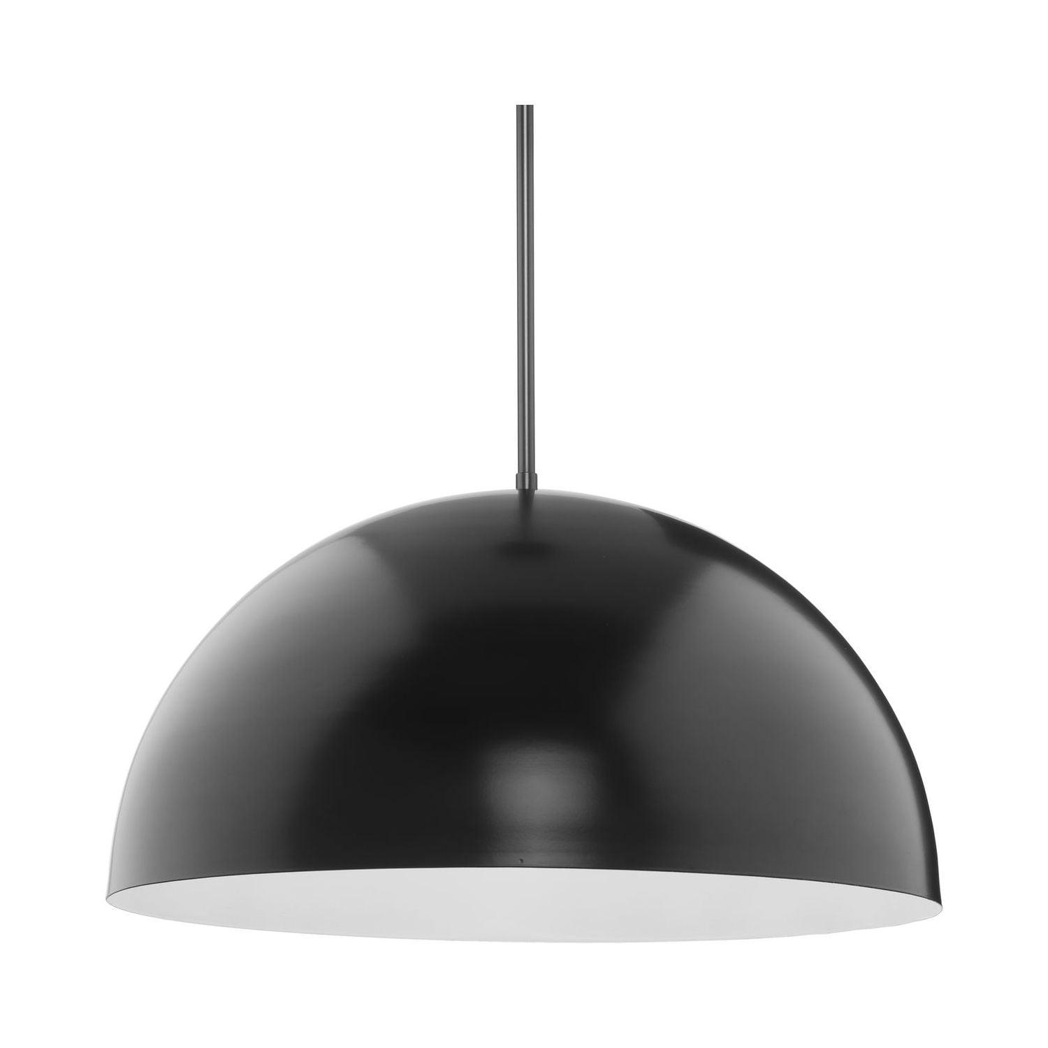 Progress Lighting, Perimeter, 1-Light Pendant, Matte Black, White Interior Shade