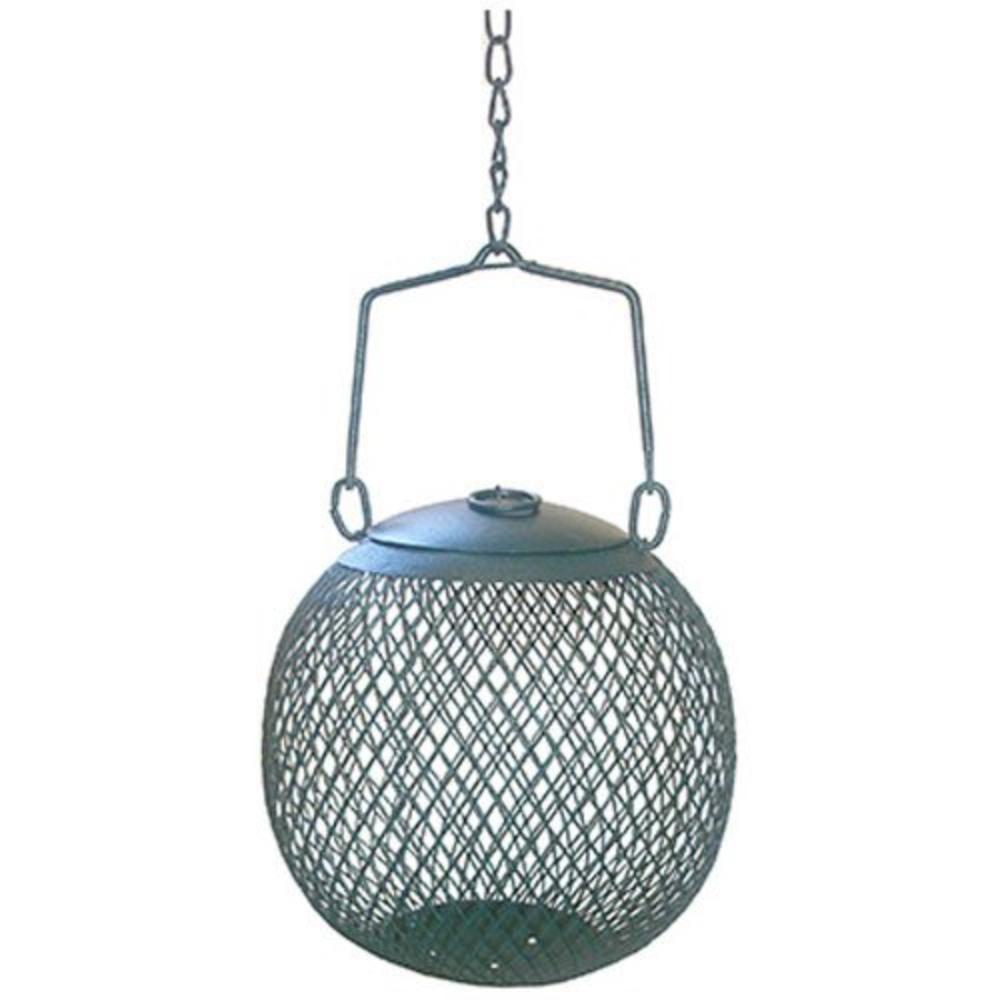 Green Metal Hanging Squirrel Feeding Station