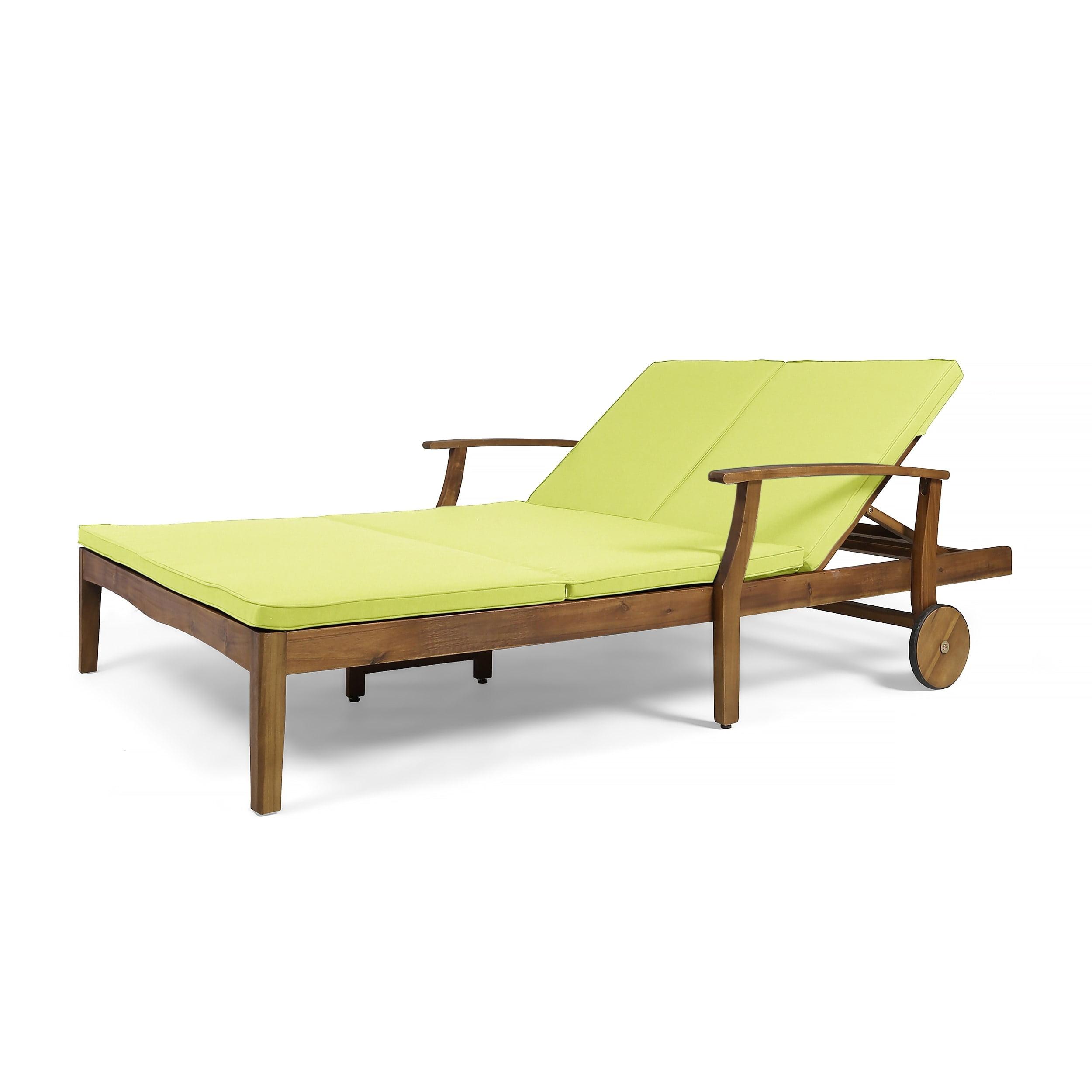 Perla Acacia Wood Double Chaise Lounge Teak/Green - Christopher Knight Home