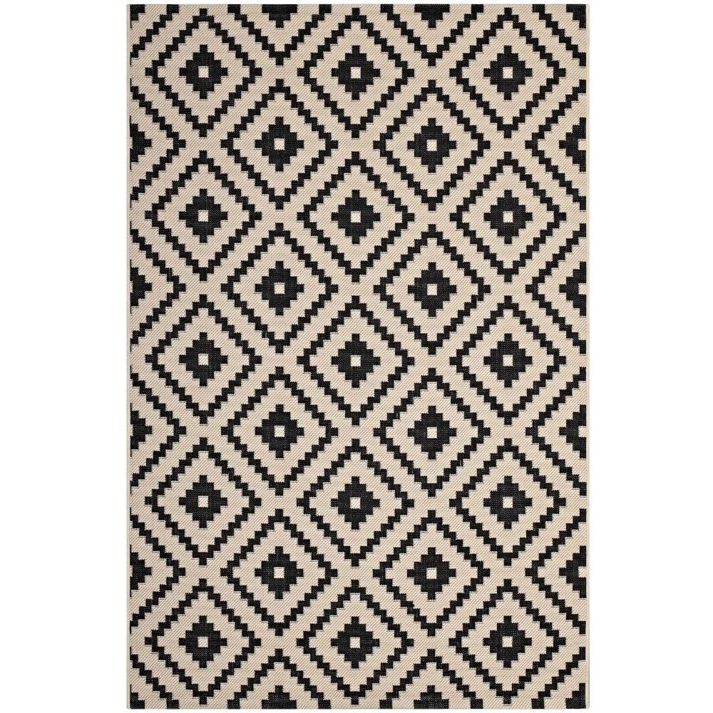 Perplex Black and Beige Geometric Diamond 8' x 10' Area Rug