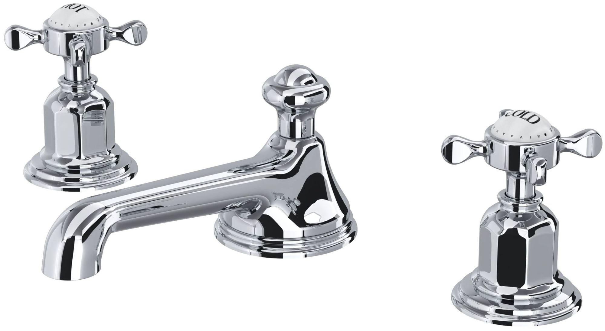 Elegant Edwardian Polished Chrome 3-Hole Widespread Bathroom Faucet