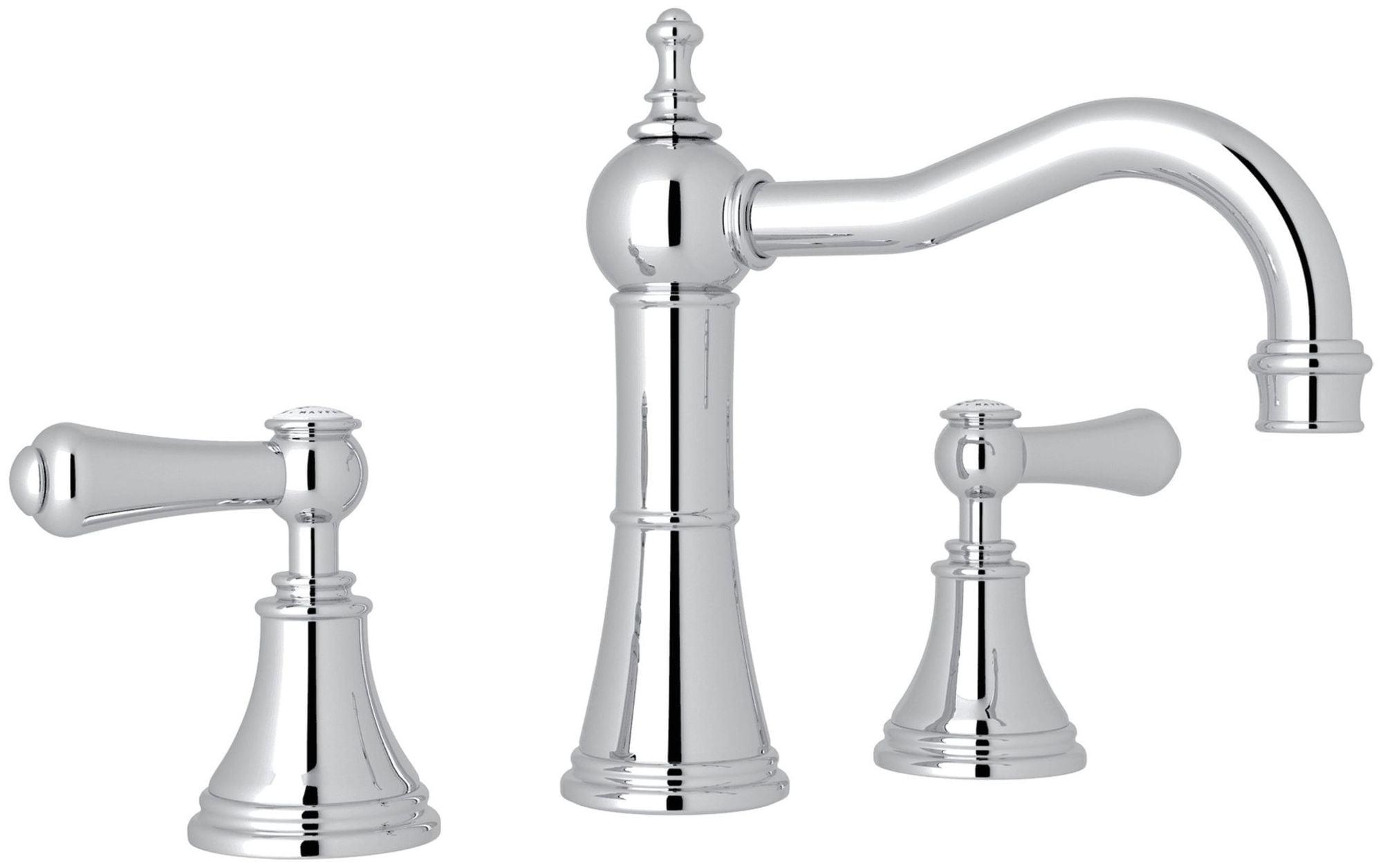 Elegant Georgian 8" Polished Chrome Brass Widespread Lavatory Faucet