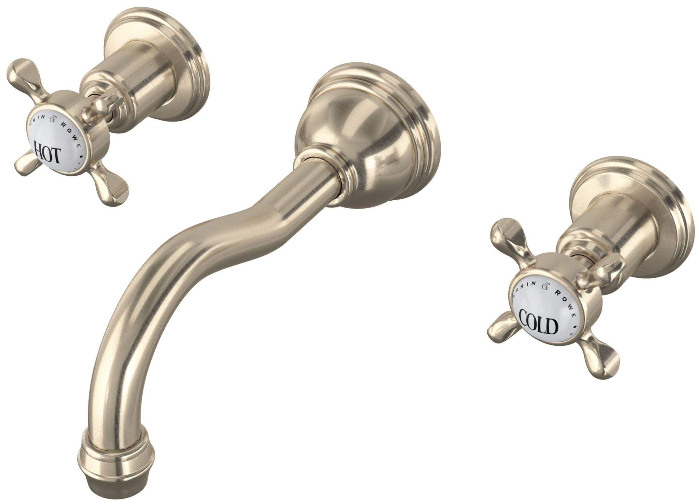 Edwardian Wall Mount Lavatory Faucet Trim With Column Spout