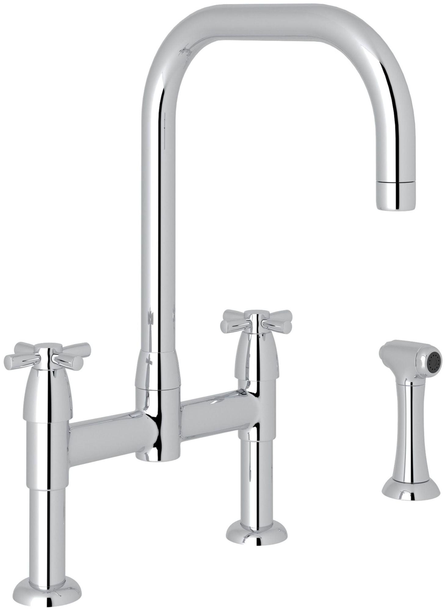 Perrin & Rowe U.4278X-APC-2 Holborn Bridge Kitchen Faucet With U-Spout and Side Spray