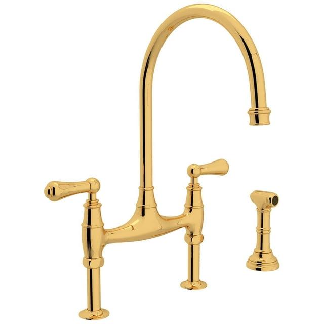 Perrin & Rowe U.4719L-ULB-2 Georgian Era Bridge Kitchen Faucet With Side Spray