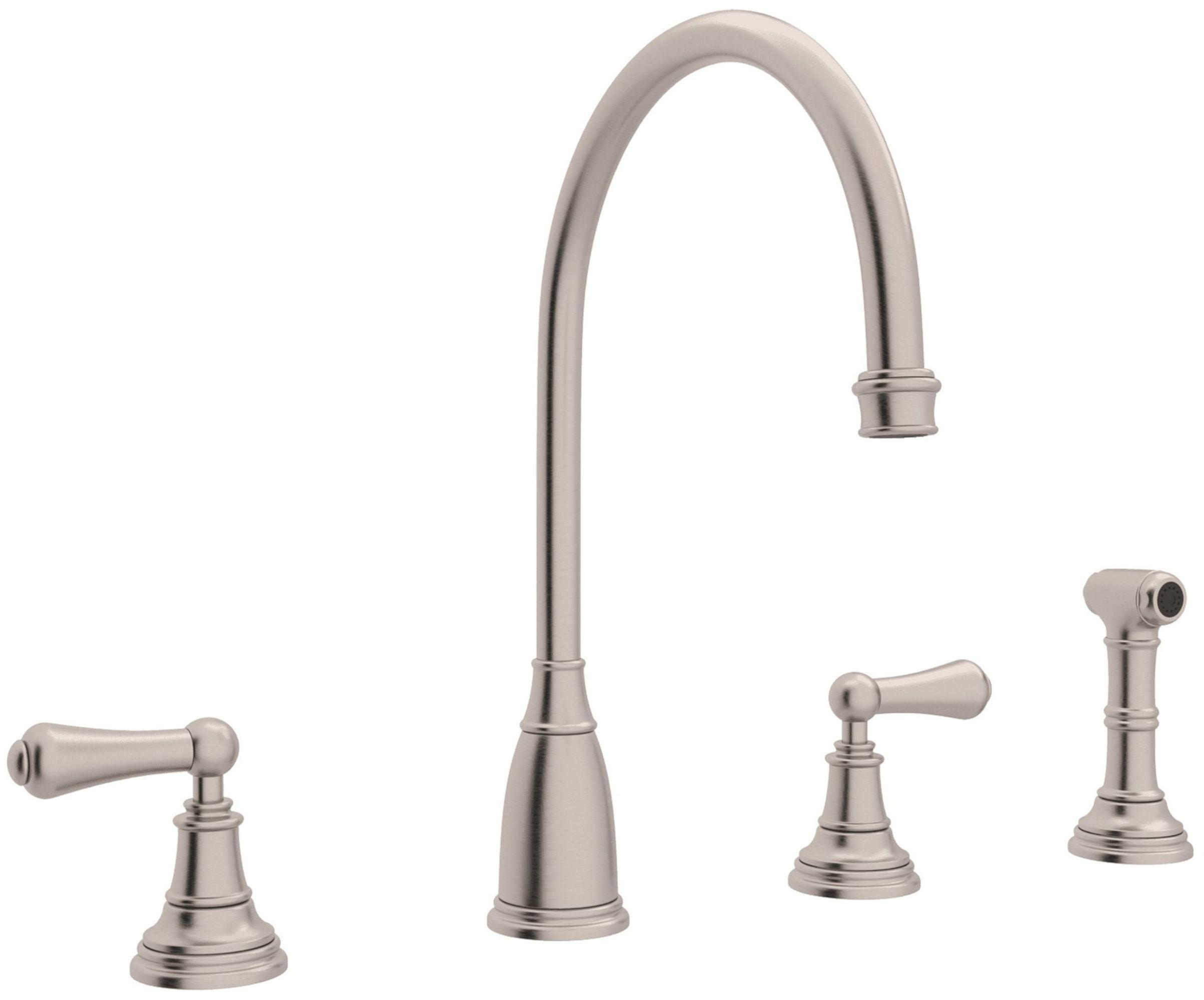 Georgian Era Double Handle Kitchen Faucet With Accessories