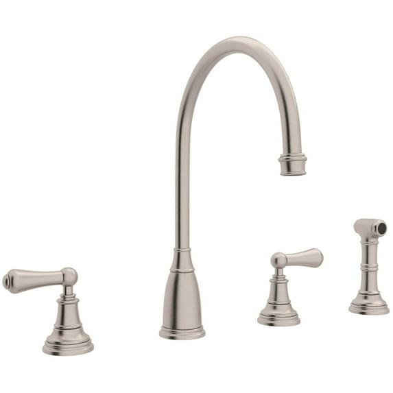 Perrin & Rowe Georgian Era Two Handle Kitchen Faucet With Side Spray U.4736L-STN-2