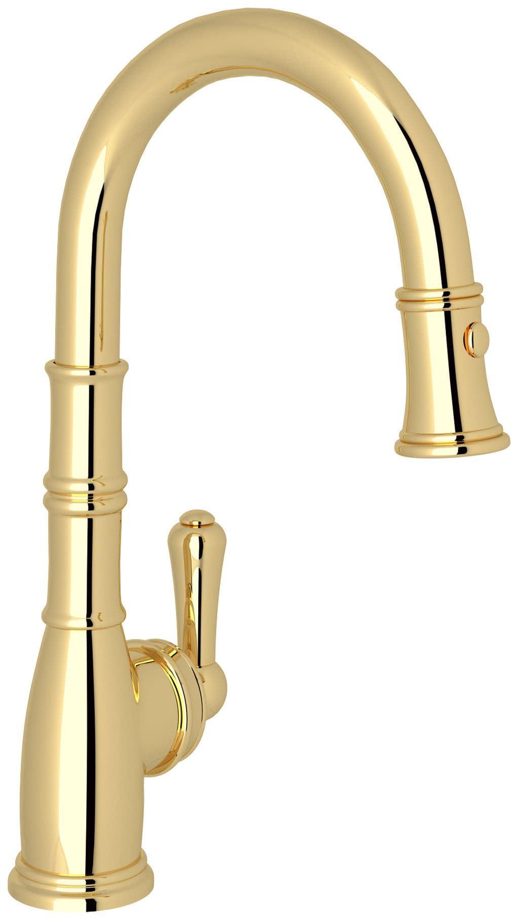 Elegant Georgian Era 14" Polished Nickel Pull-Out Spray Bar Faucet