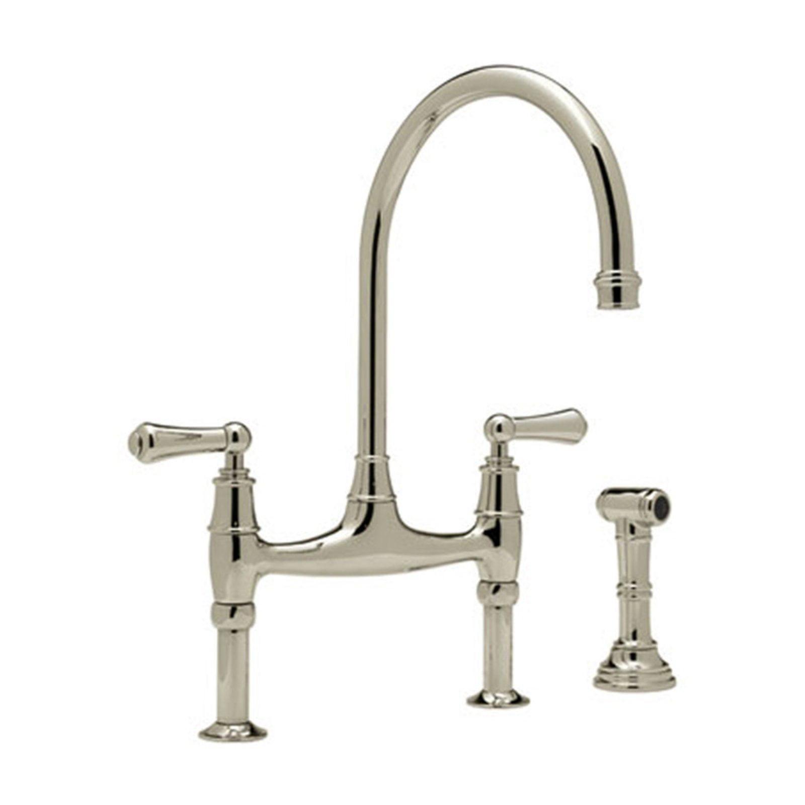 Classic English Polished Nickel Deck Mounted Kitchen Faucet with Side Spray