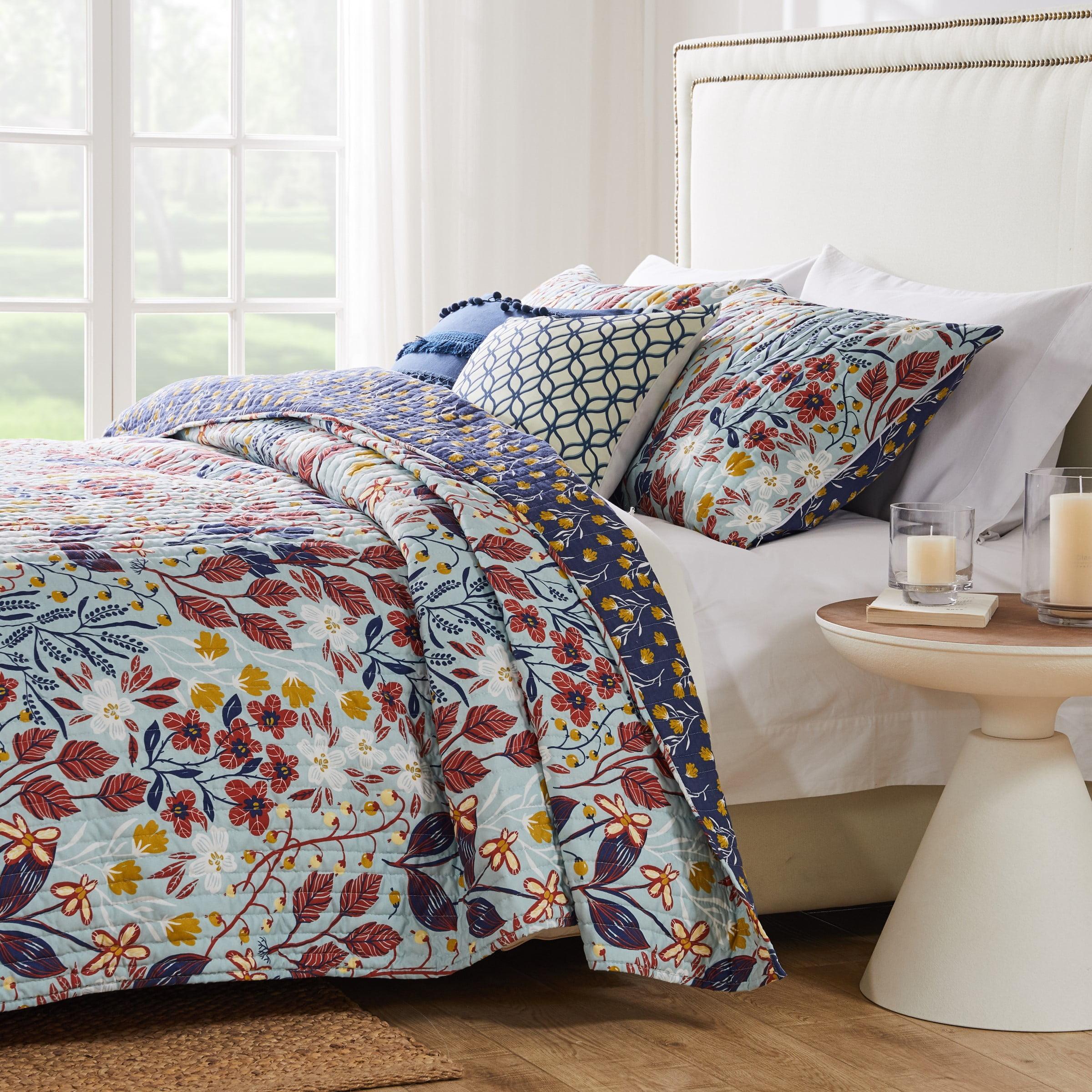 Greenland Home Fashions Perry Quilt Set Assorted Blues/Red