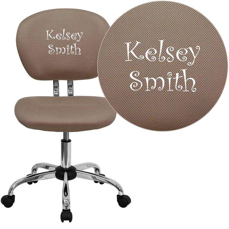 Personalized Mid-Back Coffee Brown Mesh Swivel Task Office Chair with Chrome Base