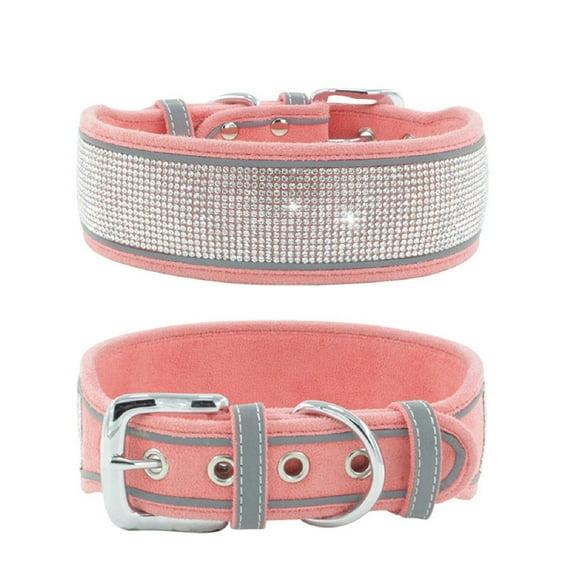 Bling Dog Collar For Large Dogs - 2 Inch Wide Rhinestones For Girls, - pink