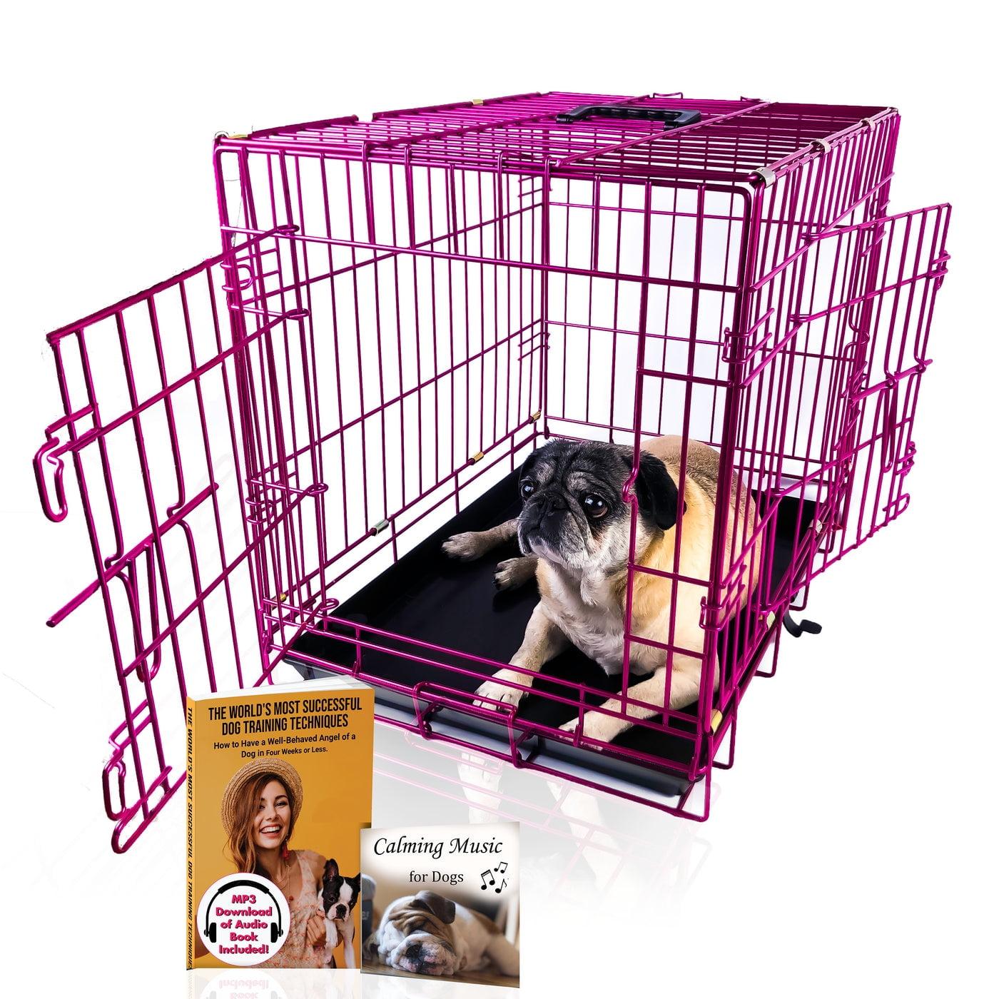 Pet Expressions Pink 24 Inch Colored Metal Wire Dog Crate - Available in Various Sizes and Colors