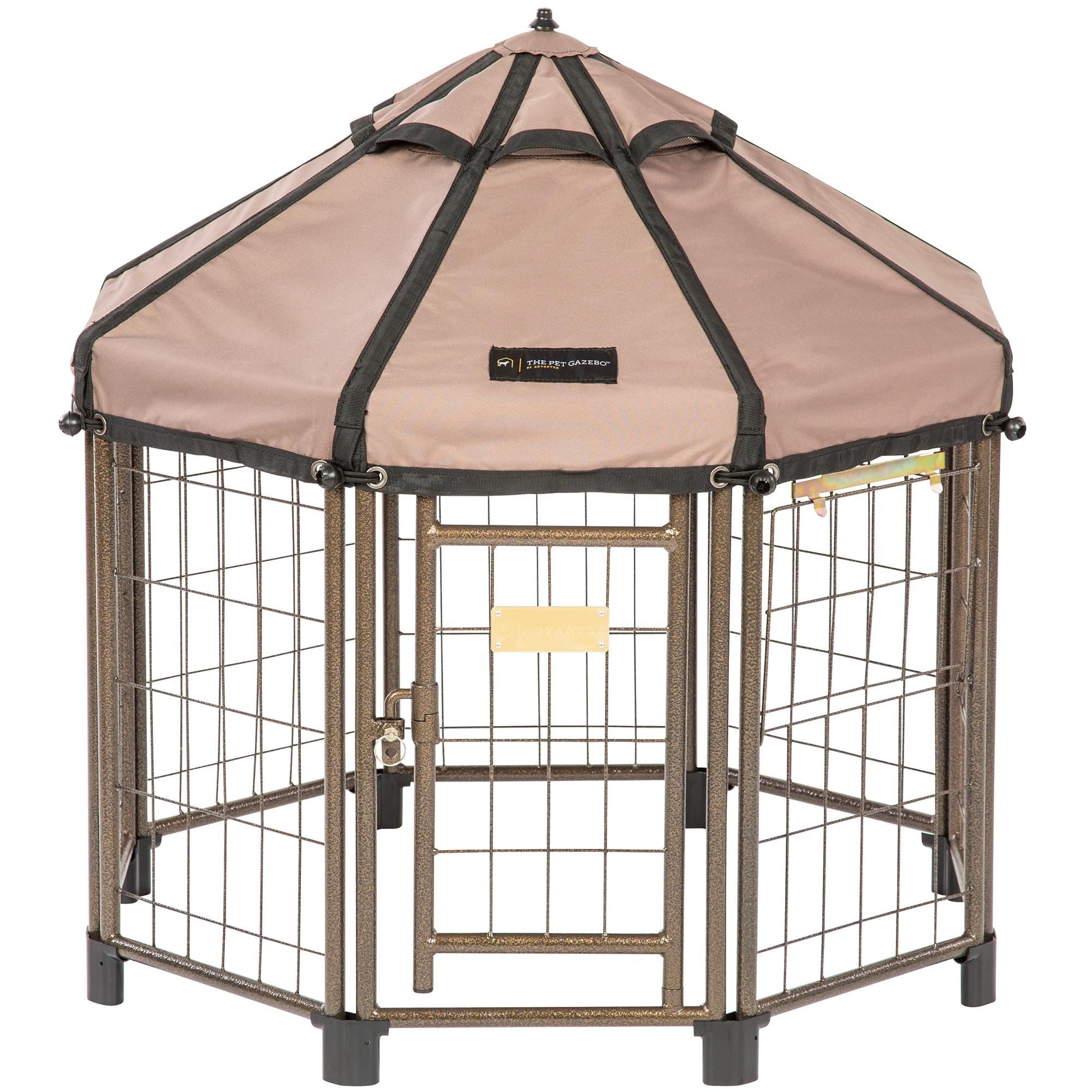 3 ft. Earth Taupe Metal Pet Gazebo with Canopy