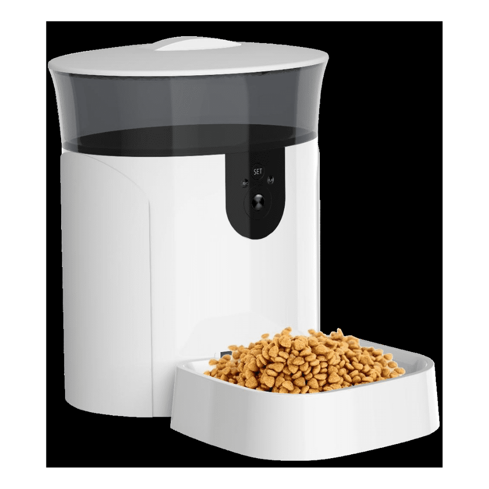 White Smart Wi-Fi Pet Feeder with HD Camera, 7L