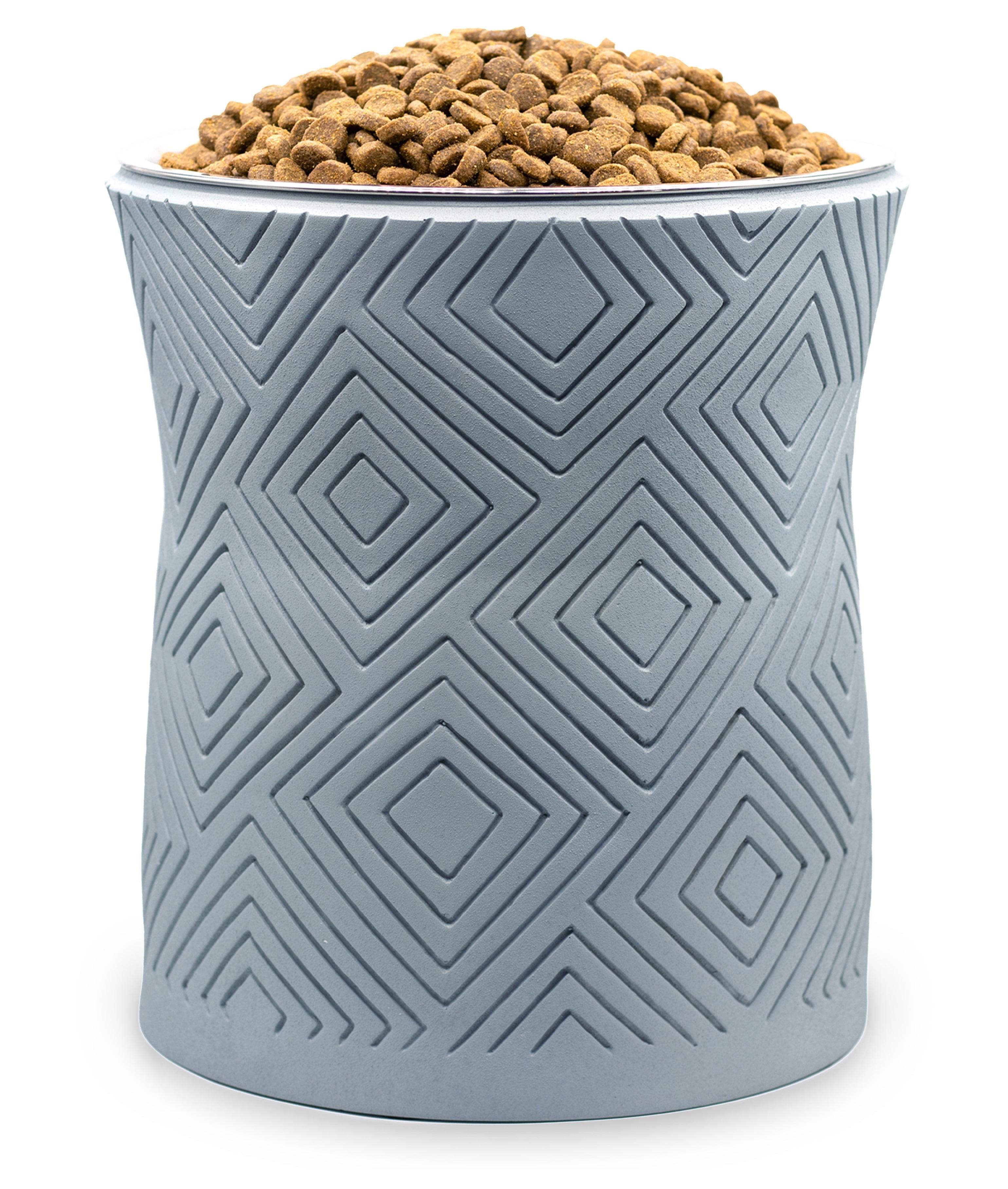 Pet Junkie Santa Fe Elevated Large Polyresin Dog Food & Water Bowl with Stainless Steel Dish for Dogs, Icy Gray