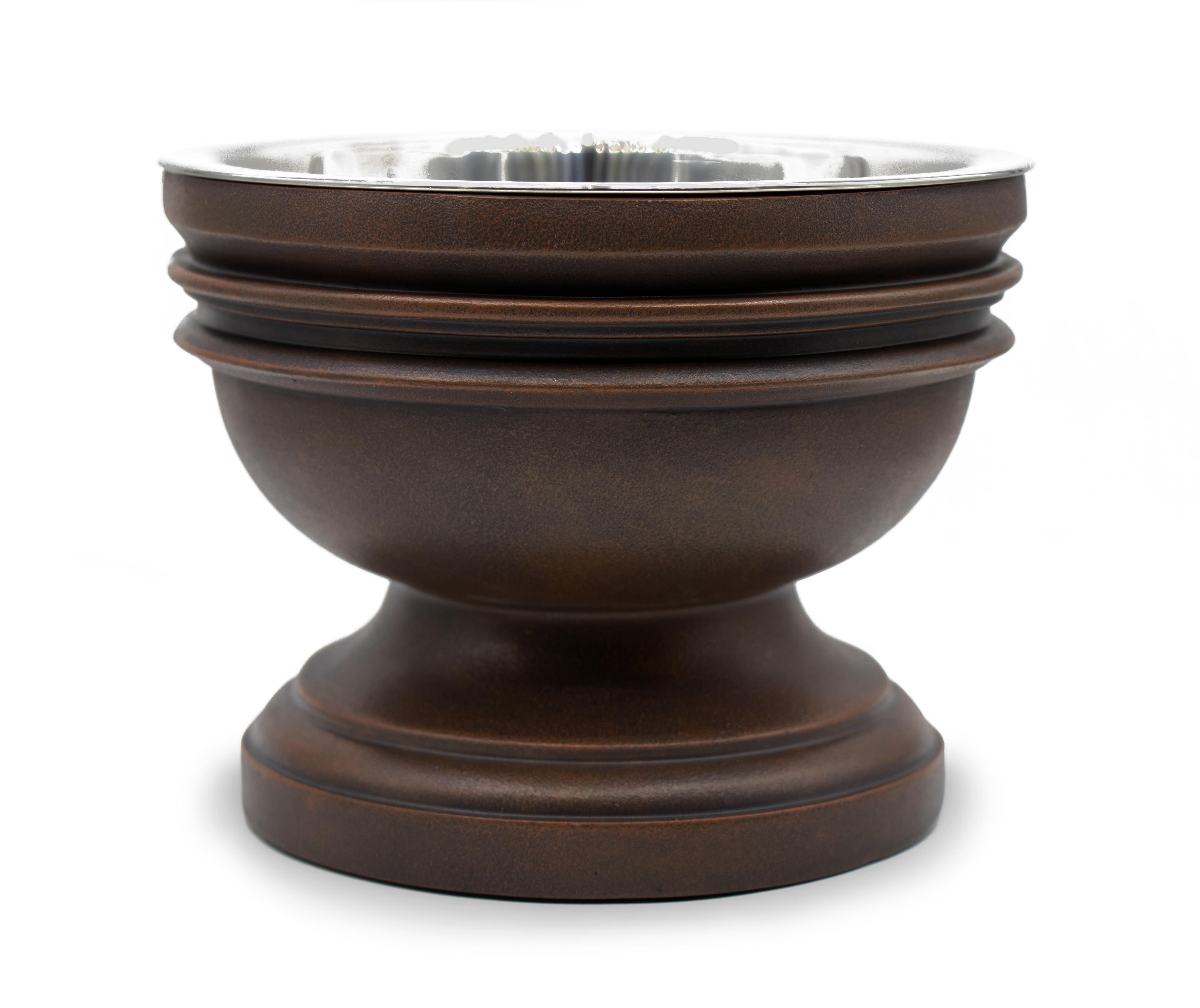 Small Brown Elevated Pet Bowl with Stainless Steel Insert