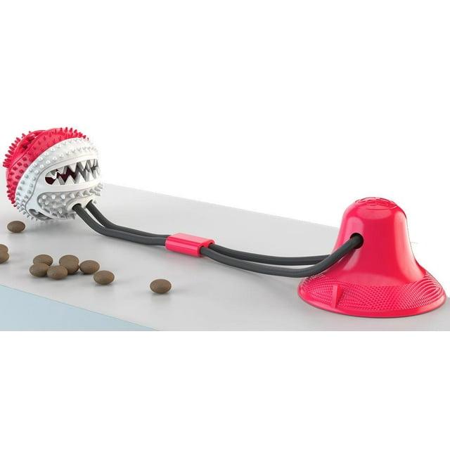 Pet Life Grip N Play Treat Dispensing Ball Shaped Suction Cup Dog Toy, Red