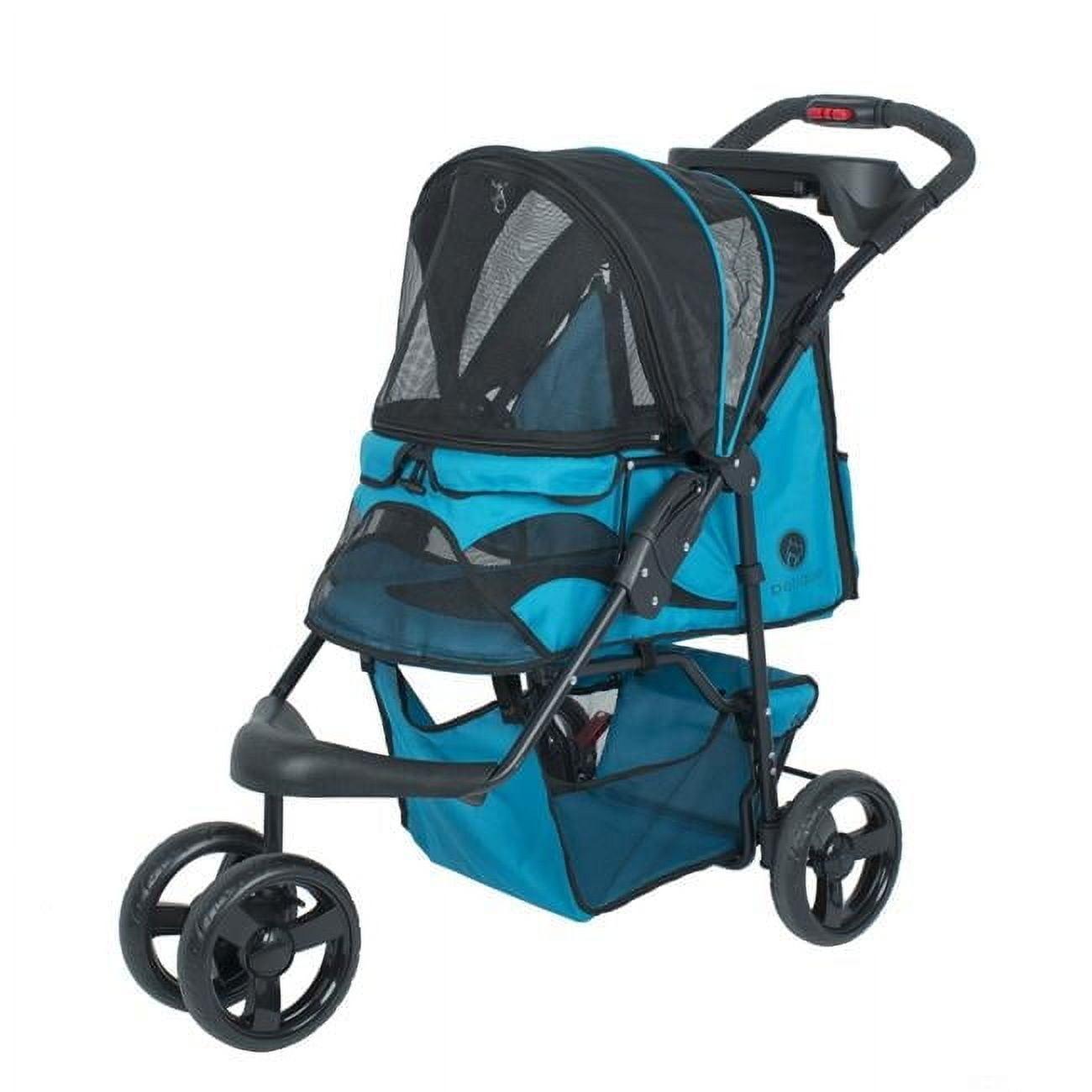 Teal Foldable Pet Stroller with Mesh Canopy