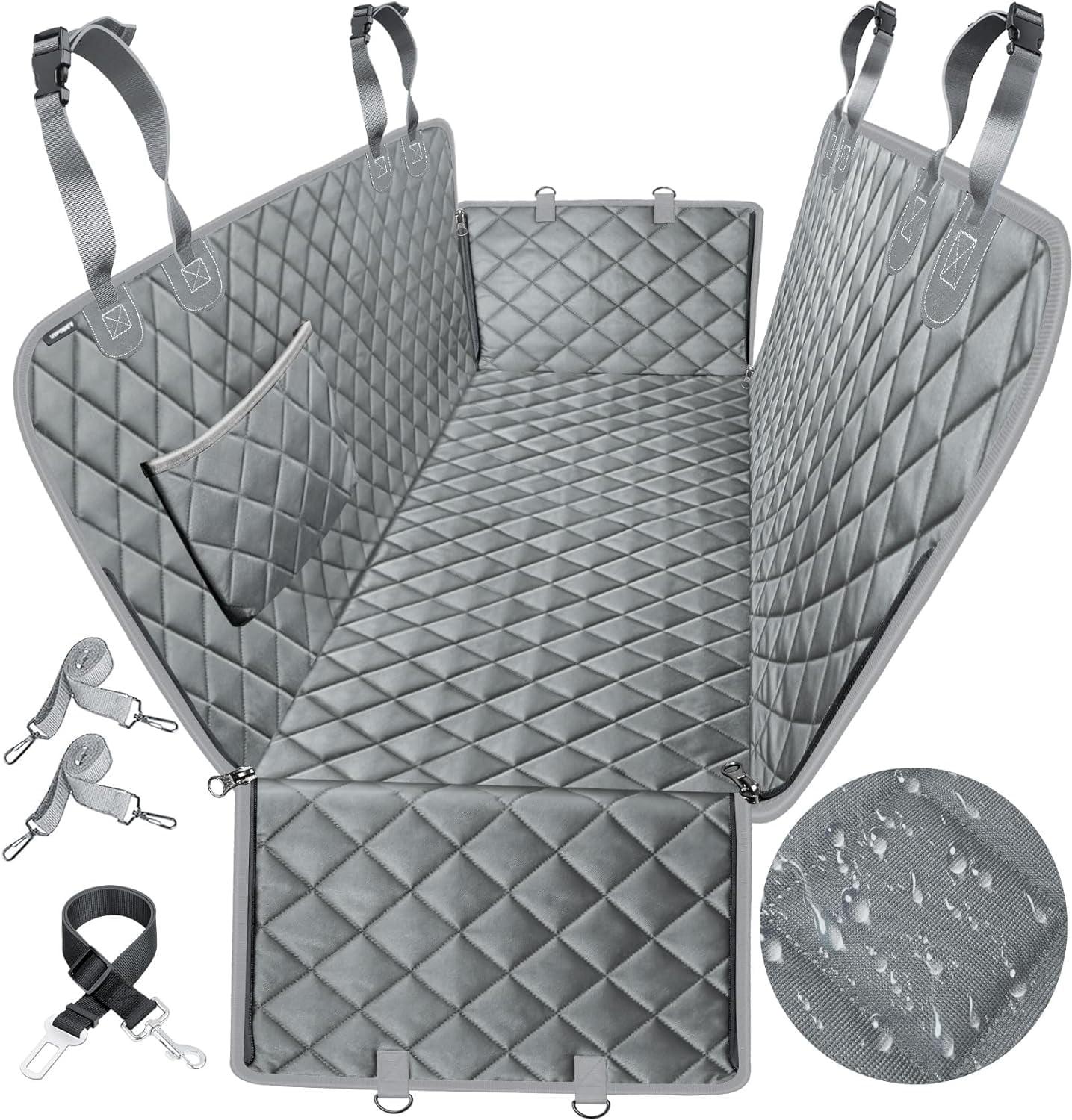 Gray Waterproof Non-Slip Pet Car Seat Cover Hammock