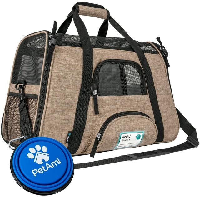 PetAmi Airline Approved Pet Carrier for Cat Dog, Soft Sided Travel Supplies Accessories, Ventilated Carrying Bag Kitten Puppy (Heather Taupe, Small)