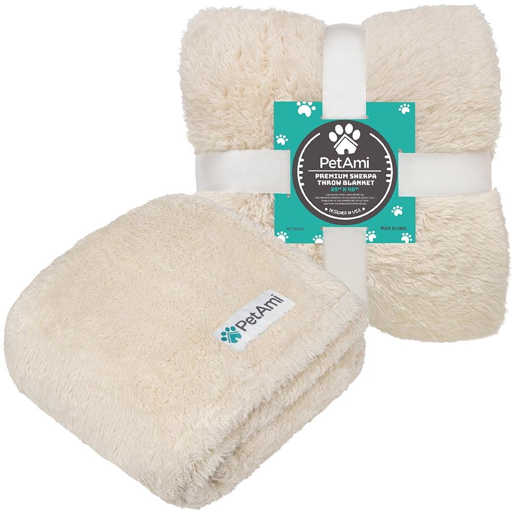 PetAmi Beige Medium Waterproof Faux Shearling Dog Blanket