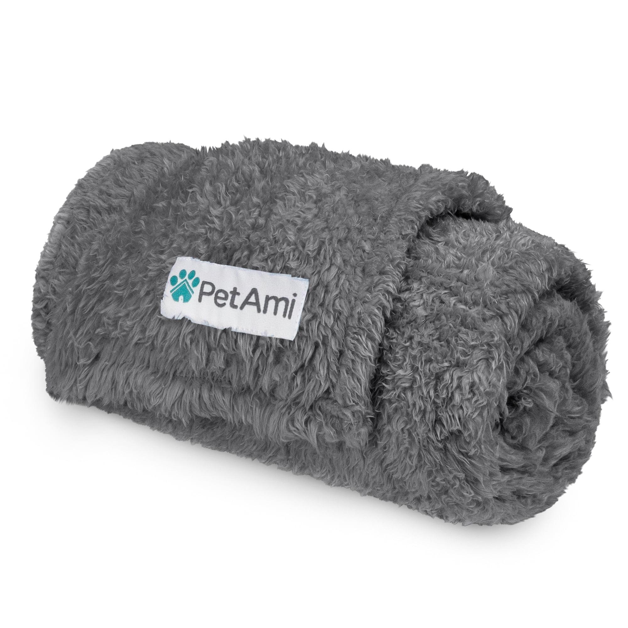 PetAmi Fluffy Dog Blanket for Pet Cat Puppy Kitten, Faux Shearling Soft Fleece Throw, Plush Reversible Washable Couch Cover