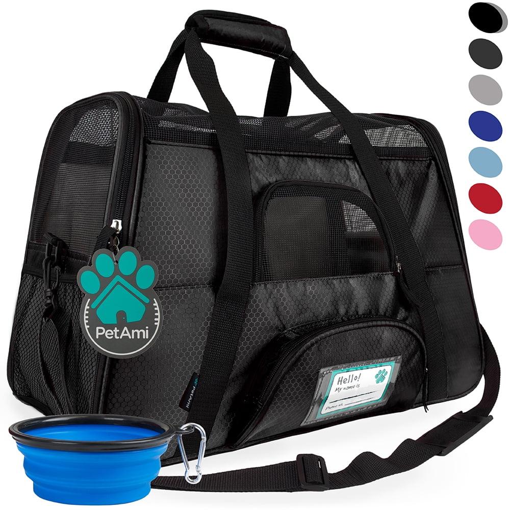 PetAmi Airline Approved Pet Carrier for Cat Dog, Soft Sided Travel Supplies Accessories, Ventilated Carrying Bag Kitten Puppy (Black, Large)