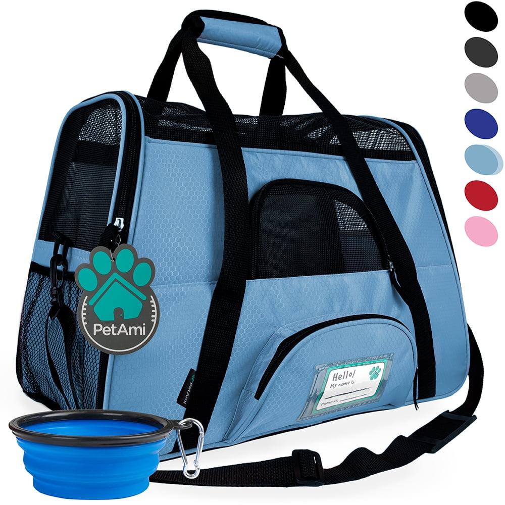 PetAmi Airline Approved Pet Carrier for Cat Dog, Soft Sided Travel Supplies Accessories, Ventilated Carrying Bag Kitten Puppy (Light Blue, Small)