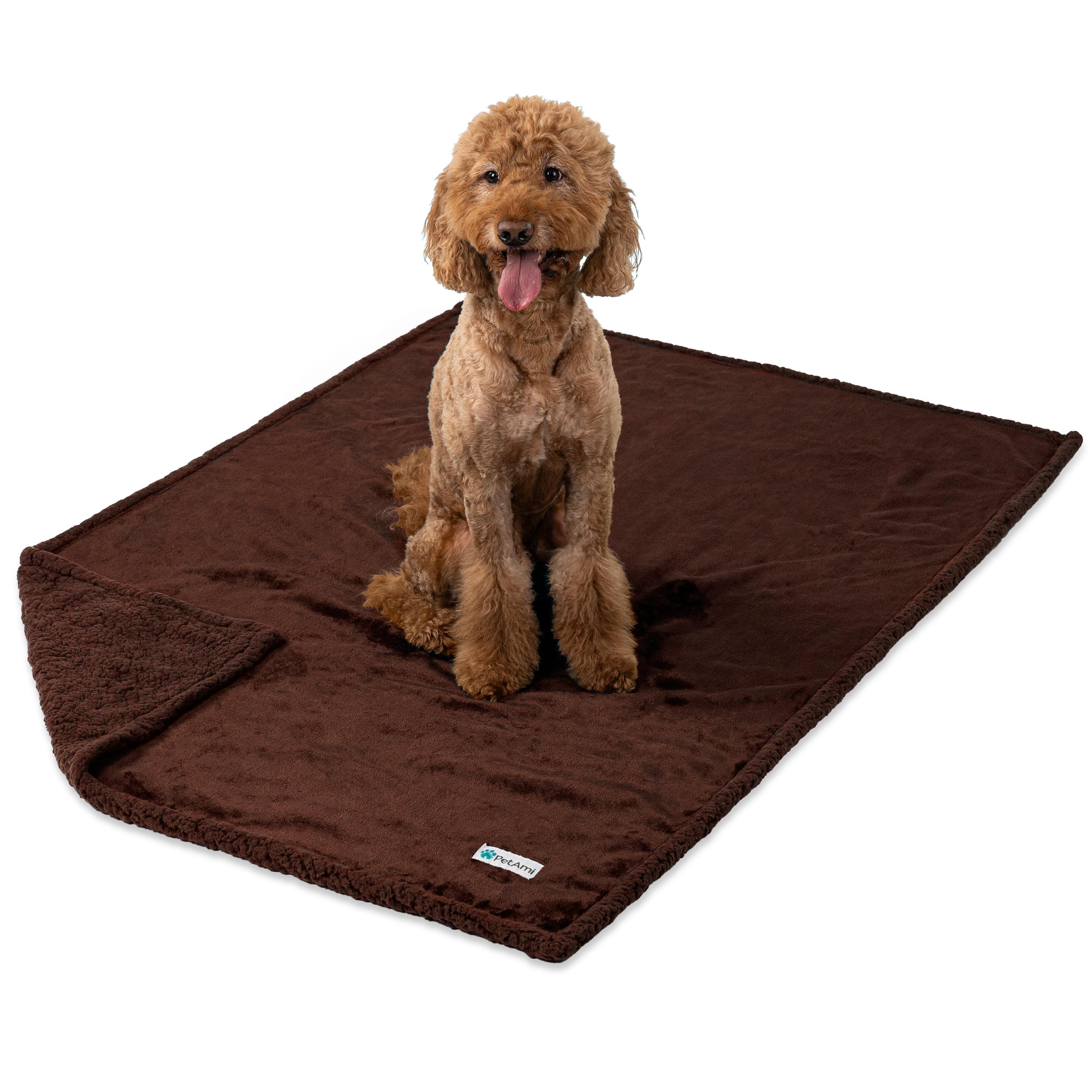 PetAmi Waterproof Dog Blanket for Bed Couch Sofa Cover, Reversible Faux Shearling Fleece Pet Throw