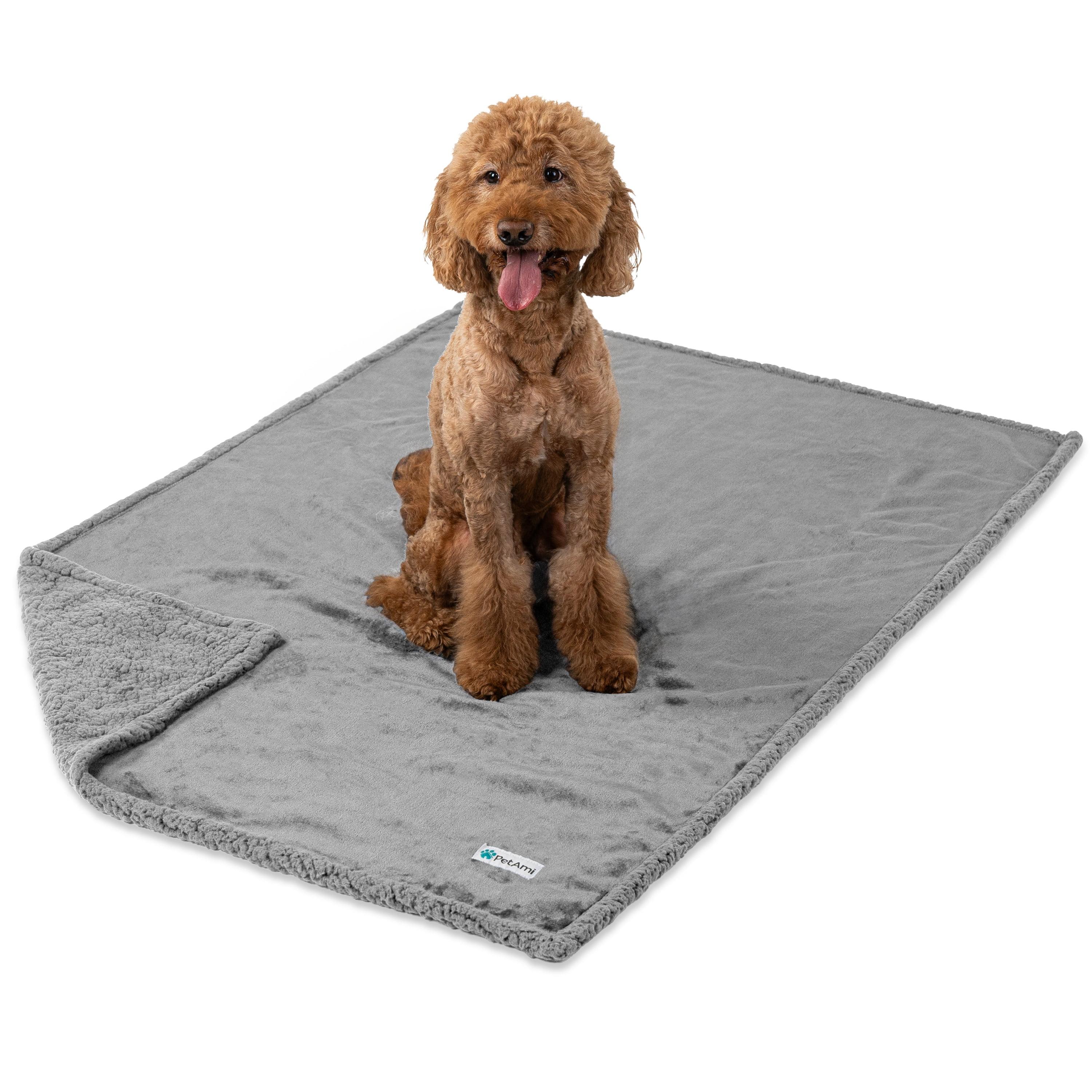 PetAmi Waterproof Dog Blanket for Bed Couch Sofa Cover, Reversible Faux Shearling Fleece Pet Throw