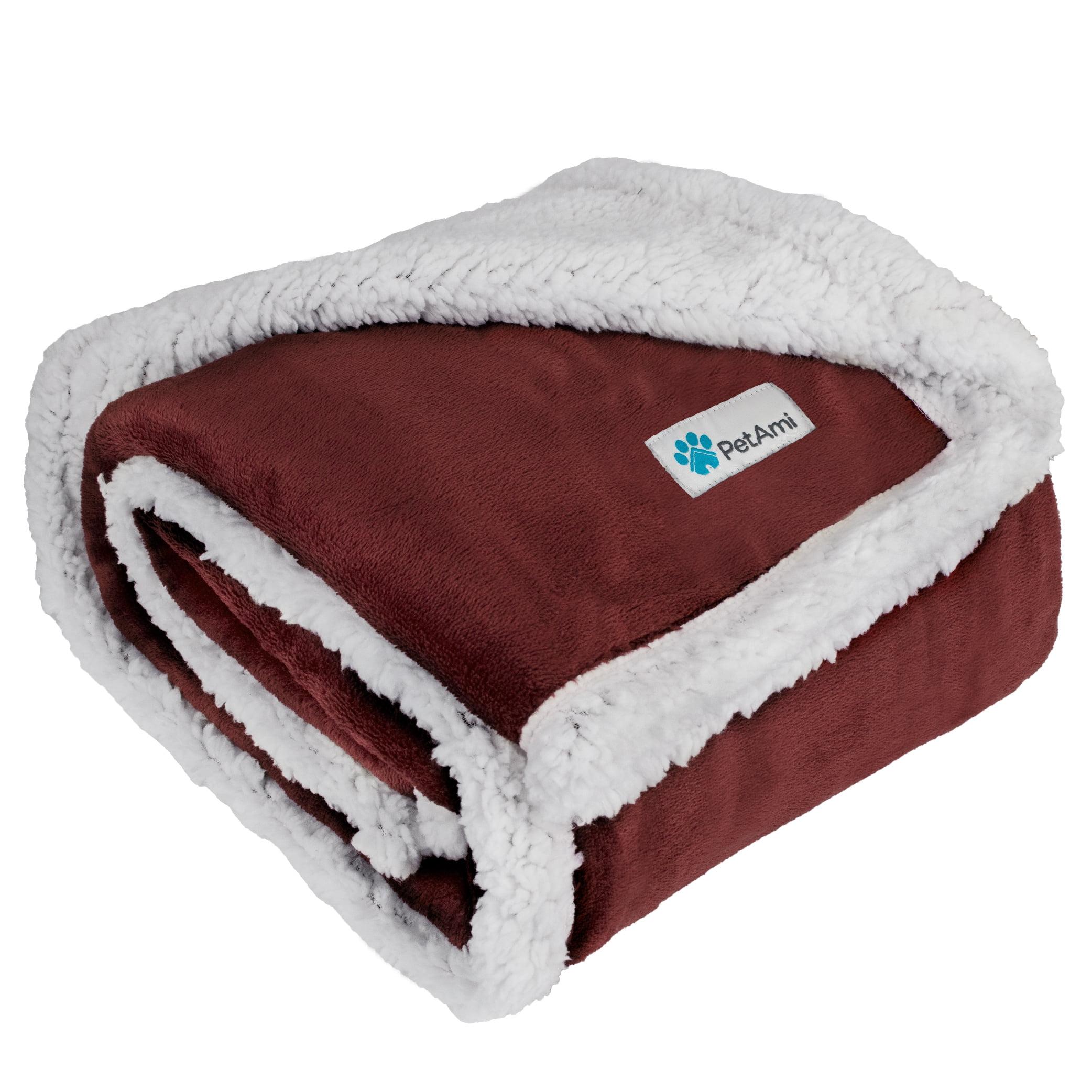 Medium Wine Red Waterproof Sherpa Fleece Pet Blanket