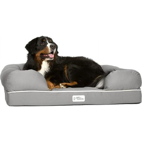 PetFusion Ultimate Dog Bed, Orthopedic Memory Foam, Medium Firmness Pillow, Waterproof Liner, YKK Zippers, Breathable 35% Cotton Cover, 1yr. Warranty,Slate Grey, X-Large (44x34")