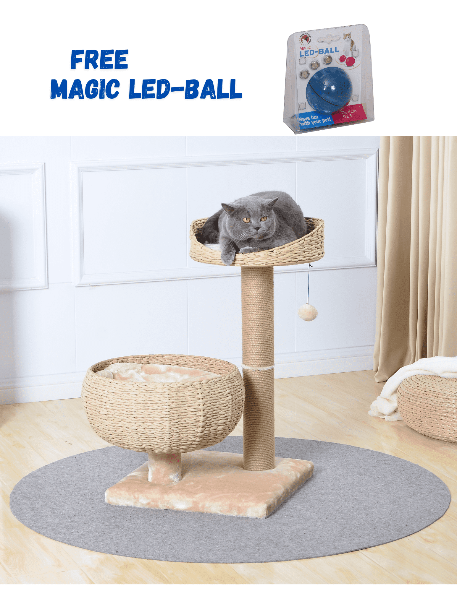 PetPals PetPals Handwoven Cat Tree with Perches Scratching Post