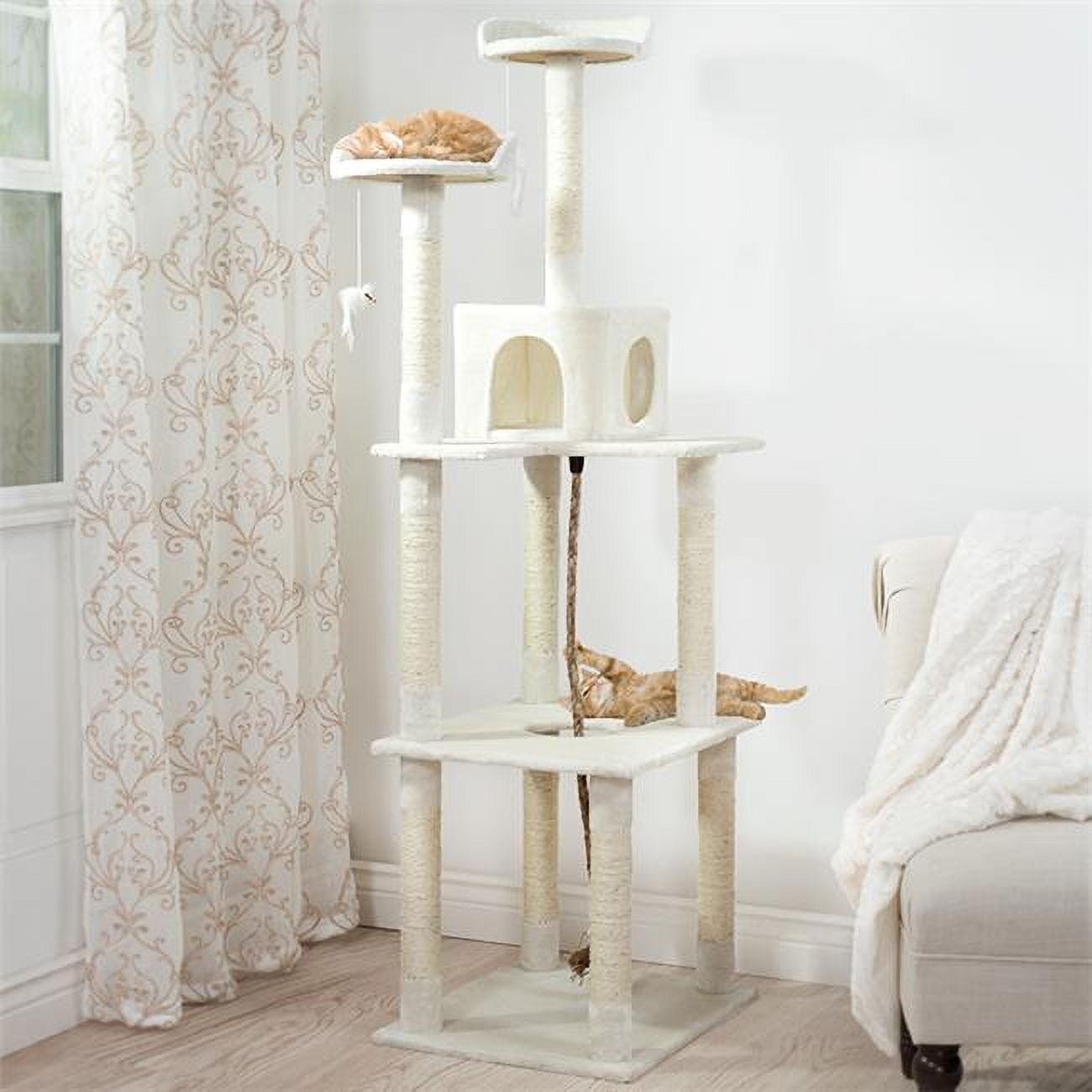 PetMaker 6 Foot Cat Tree with Scratch Posts in Ivory