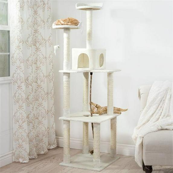 Petmaker PetMaker 6 Foot Cat Tree with Scratch Posts in Ivory