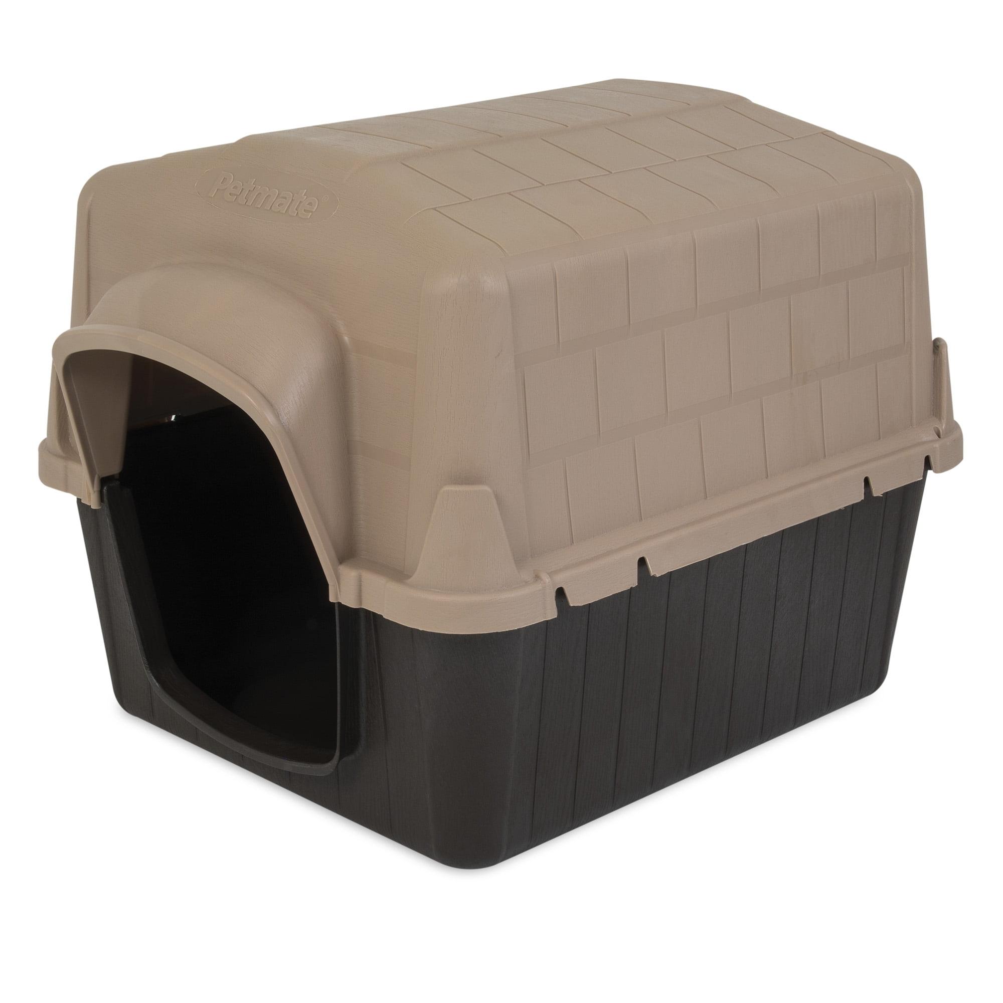 Petmate Aspen Pet Petbarn 3 Plastic Outdoor Dog House, 32" Medium for Pets 25-50 lb, Tan