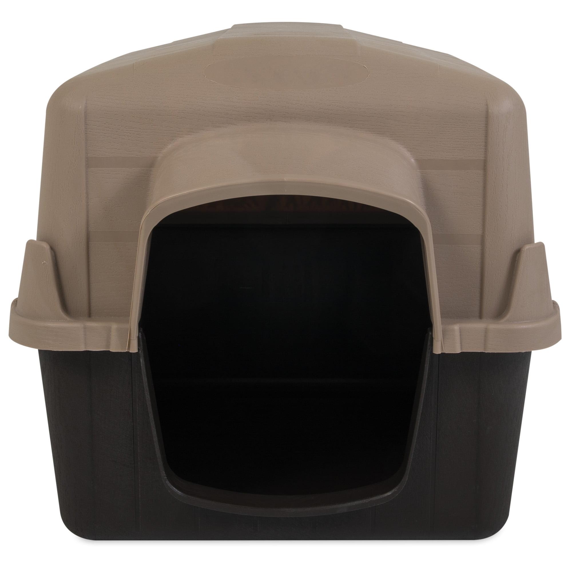 Petmate Aspen Pet Petbarn 3 Plastic Outdoor Dog House, 32" Medium for Pets 25-50 lb, Tan