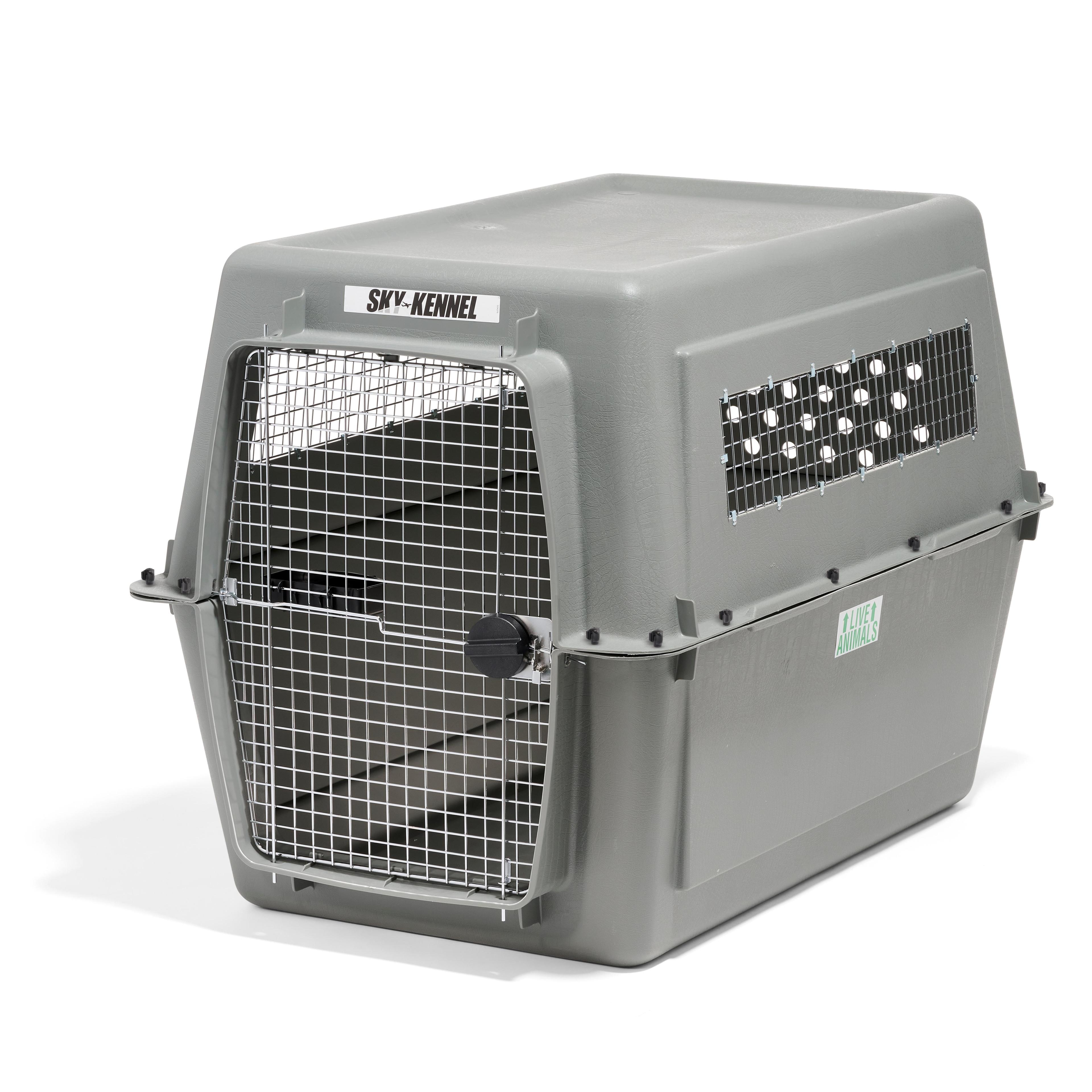 Petmate Sky Kennel IATA Airline Friendly Dog Crate Plastic Travel Pet Carrier, Jumbo XXL 48" for Dogs 90-125 lb, Gray