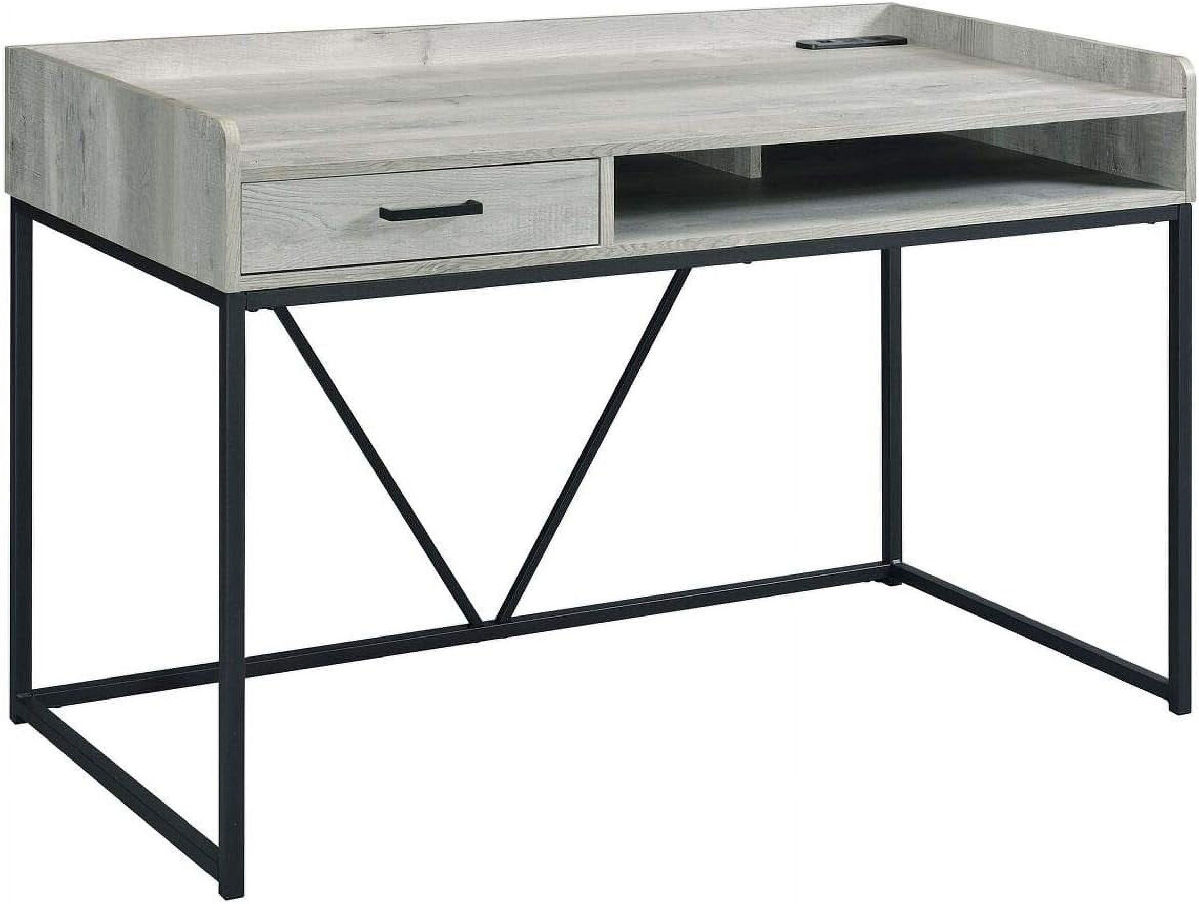 Peyton Industrial Home Office Desk with Drawer and Power Outlet