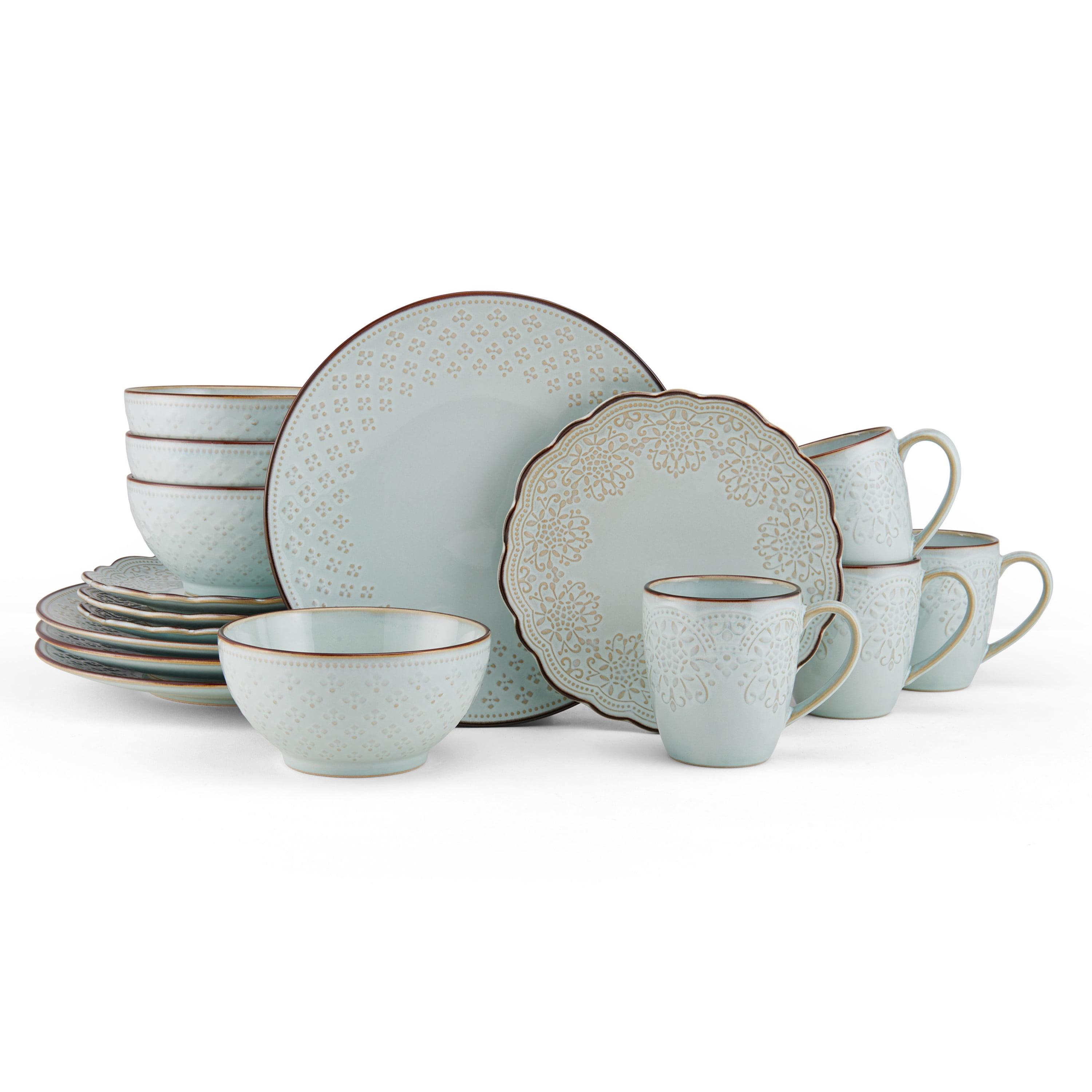 Joanne Blue and White Ceramic 16-Piece Dinnerware Set