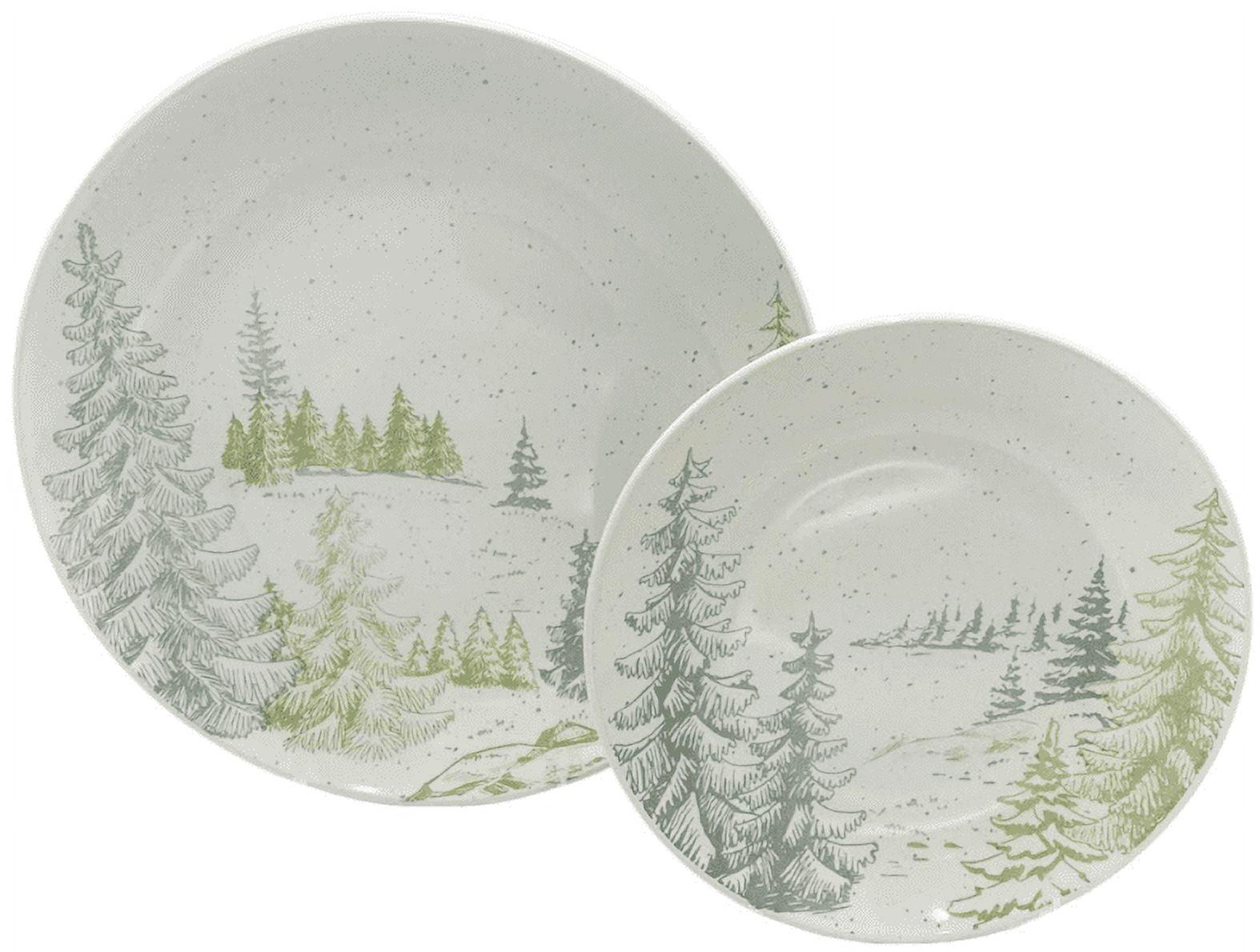 Tranquil Trails White Ceramic 12-Piece Dinnerware Set, Service for 4