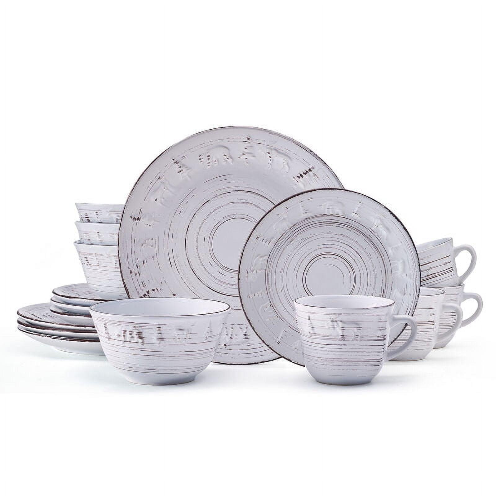 Pfaltzgraff Trellis Lodge 16 Piece Stoneware Dinnerware Set White