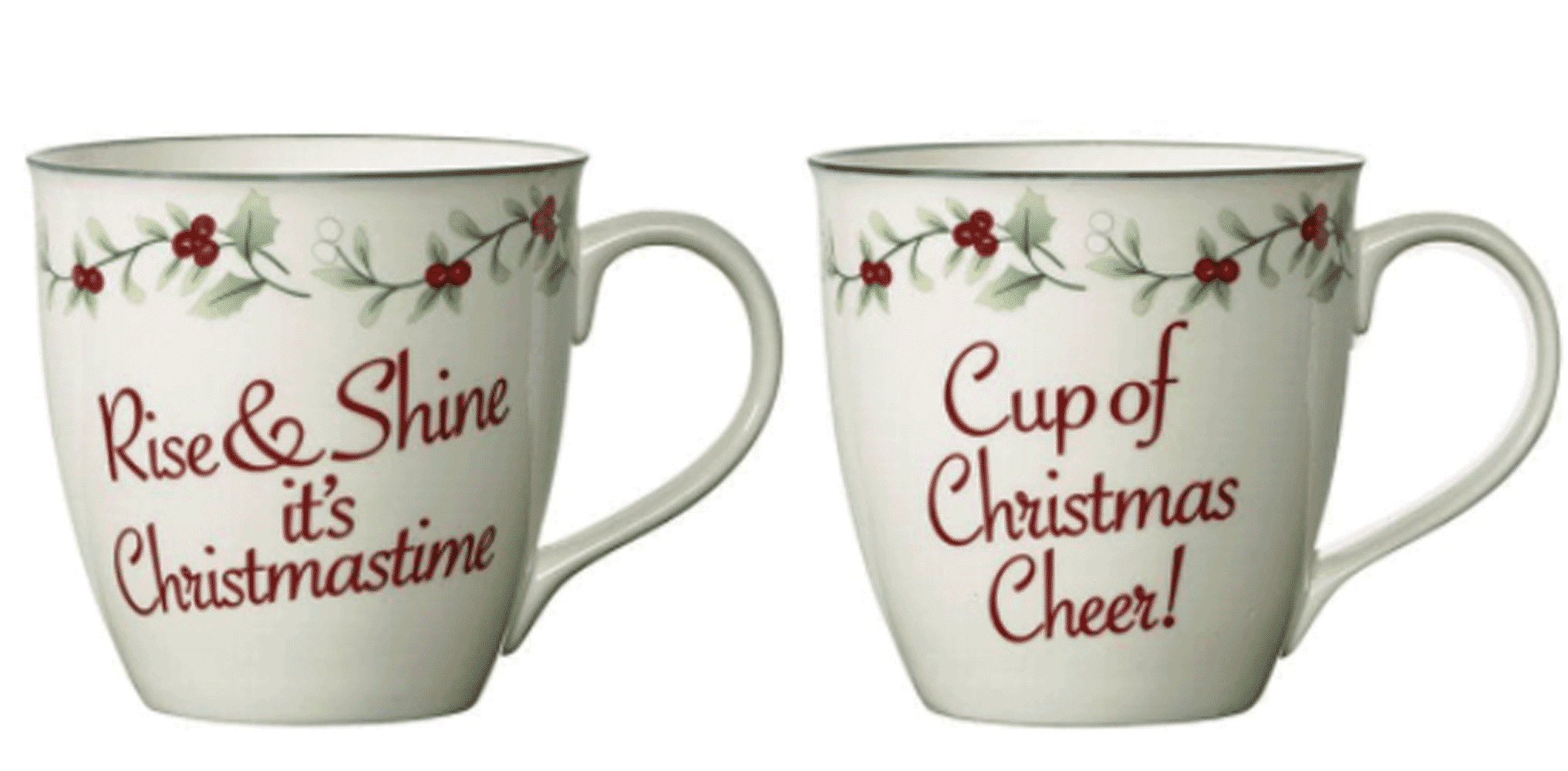 Winterberry Christmas Cheer Porcelain 20 oz Mug Set