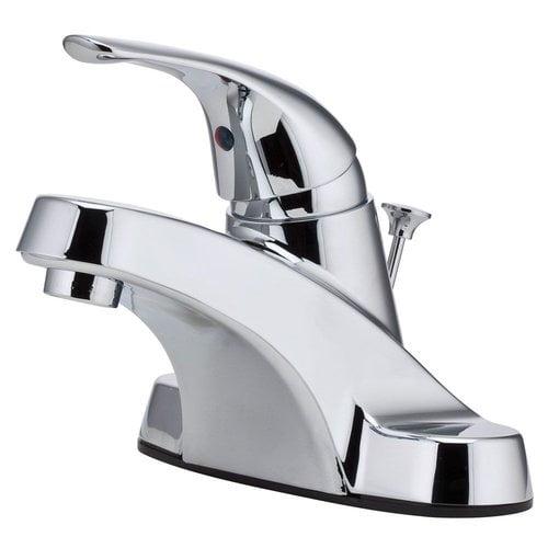 Polished Chrome Low Arc Centerset Bathroom Faucet with Lever Handle