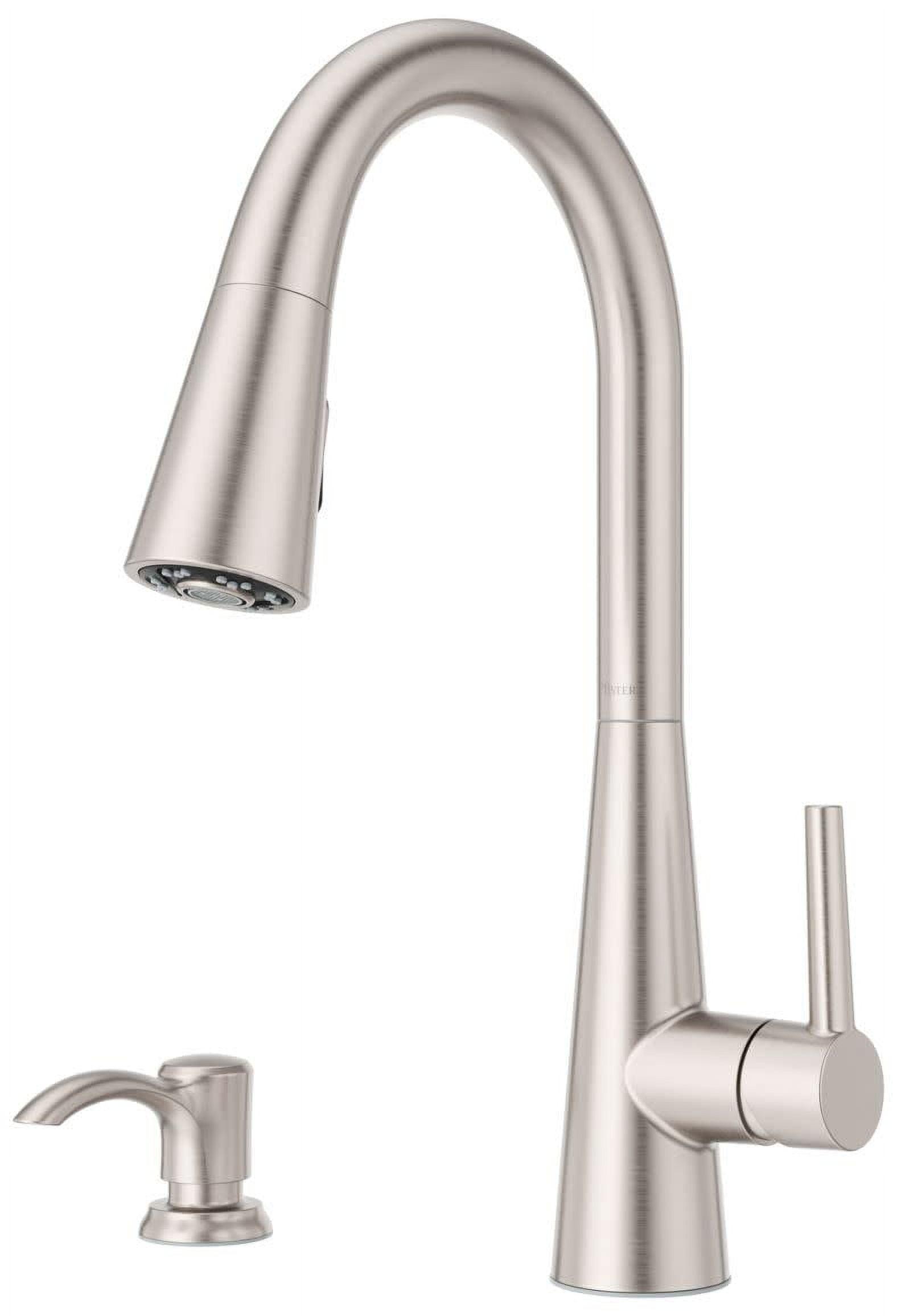 Spot Defense Stainless Steel Pull Down Kitchen Faucet with Soap Dispenser