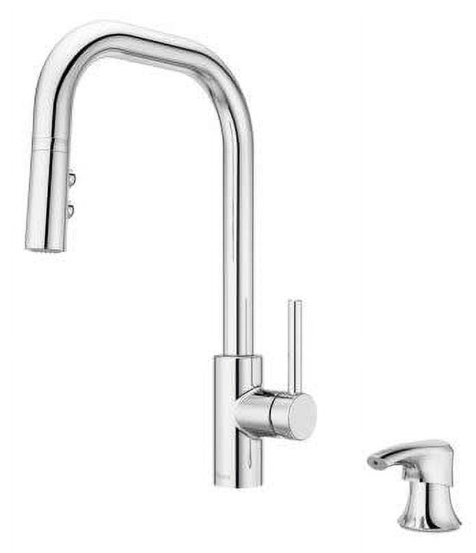 Polished Chrome Pull-Down Kitchen Faucet with Soap Dispenser