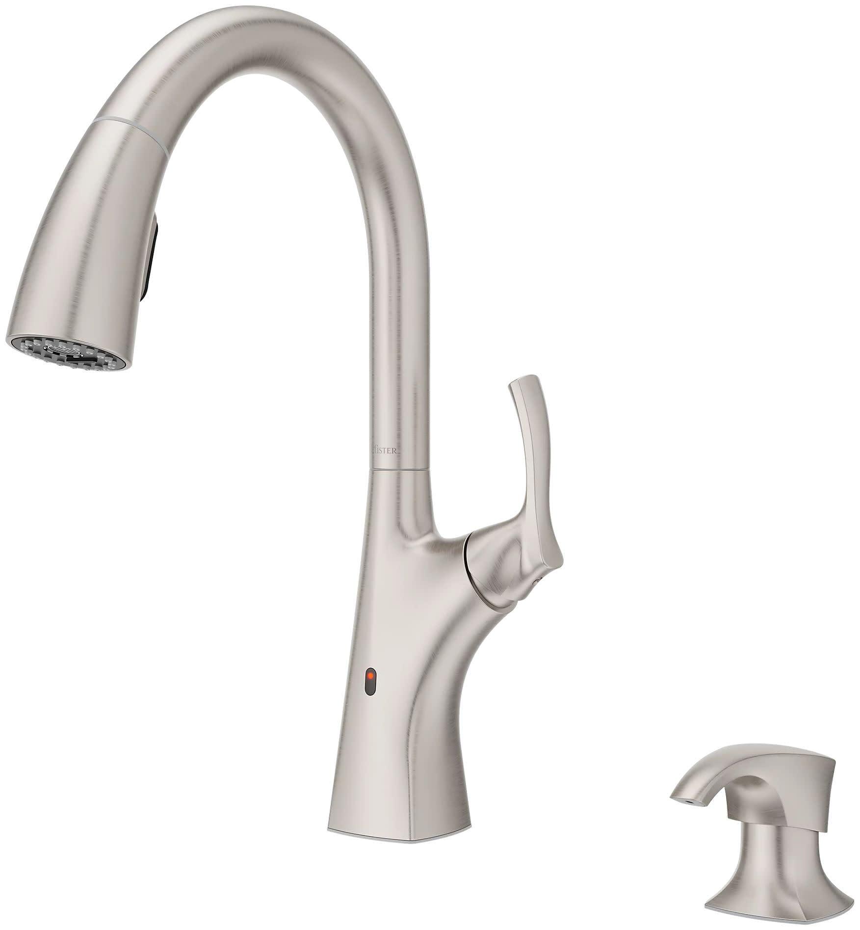 Spot Defense Stainless Steel Touchless Pull Down Kitchen Faucet with Soap Dispenser