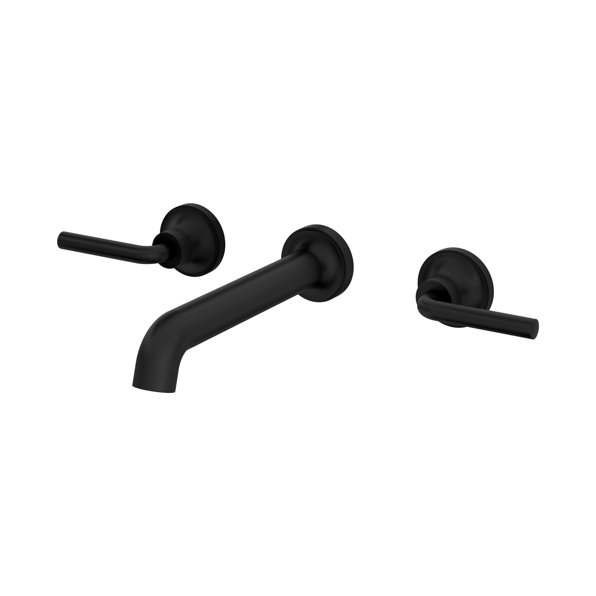 Matte Black Wall Mounted Bathroom Faucet with Dual Handles