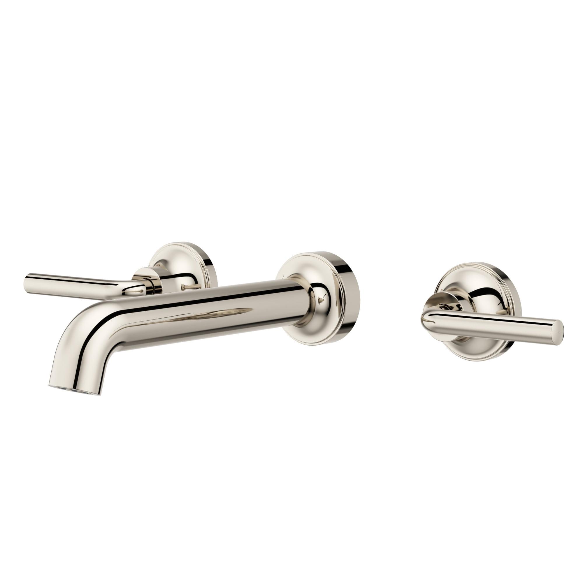 Polished Nickel Wall Mounted Widespread Bathroom Faucet